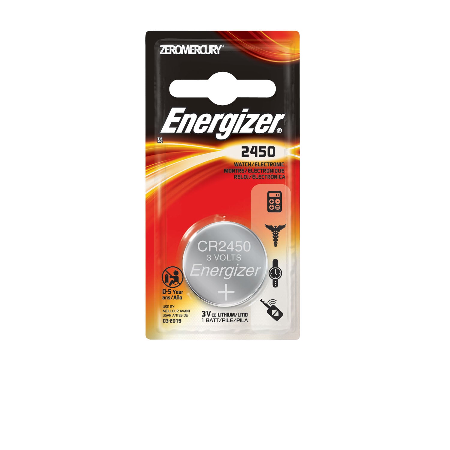 ECR2450BP - Energizer Battery, Inc. - Battery, Lithium, 3V Coin Cell, 6/bx (HAZMAT Fees Apply, cannot ship via Air or to AK, GU, HI, MP, PR, VI)  REQUIRES HAZMAT SHIPMENT , bx