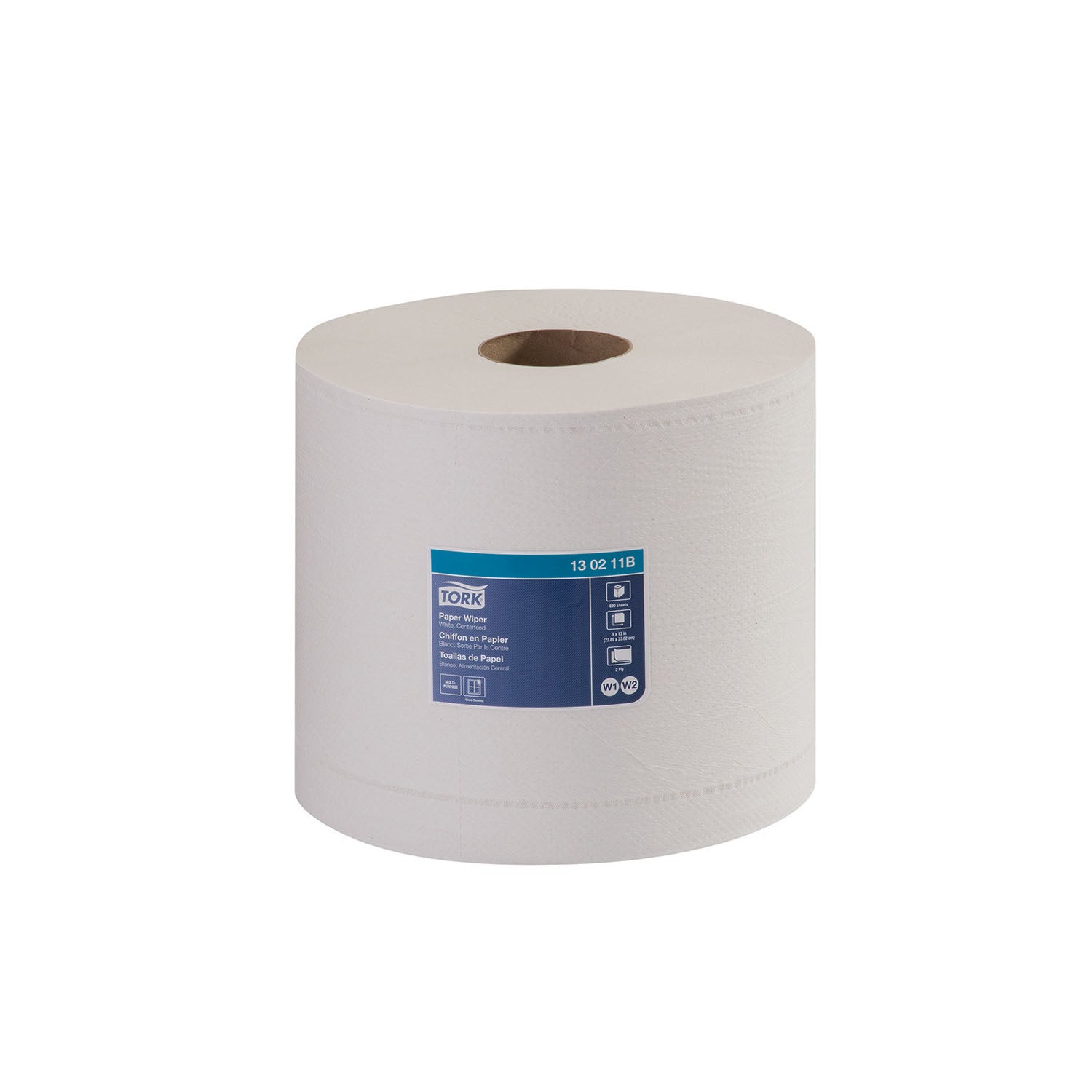 130211B - Essity Professional Hygiene North America, LLC - Paper Wiper, Centerfeed, Universal, White, 2-Ply, W2, 866.67ft, 9" x 11.3", 800 sht/rl, 2 rl/cs (80 cs/plt)    , cs