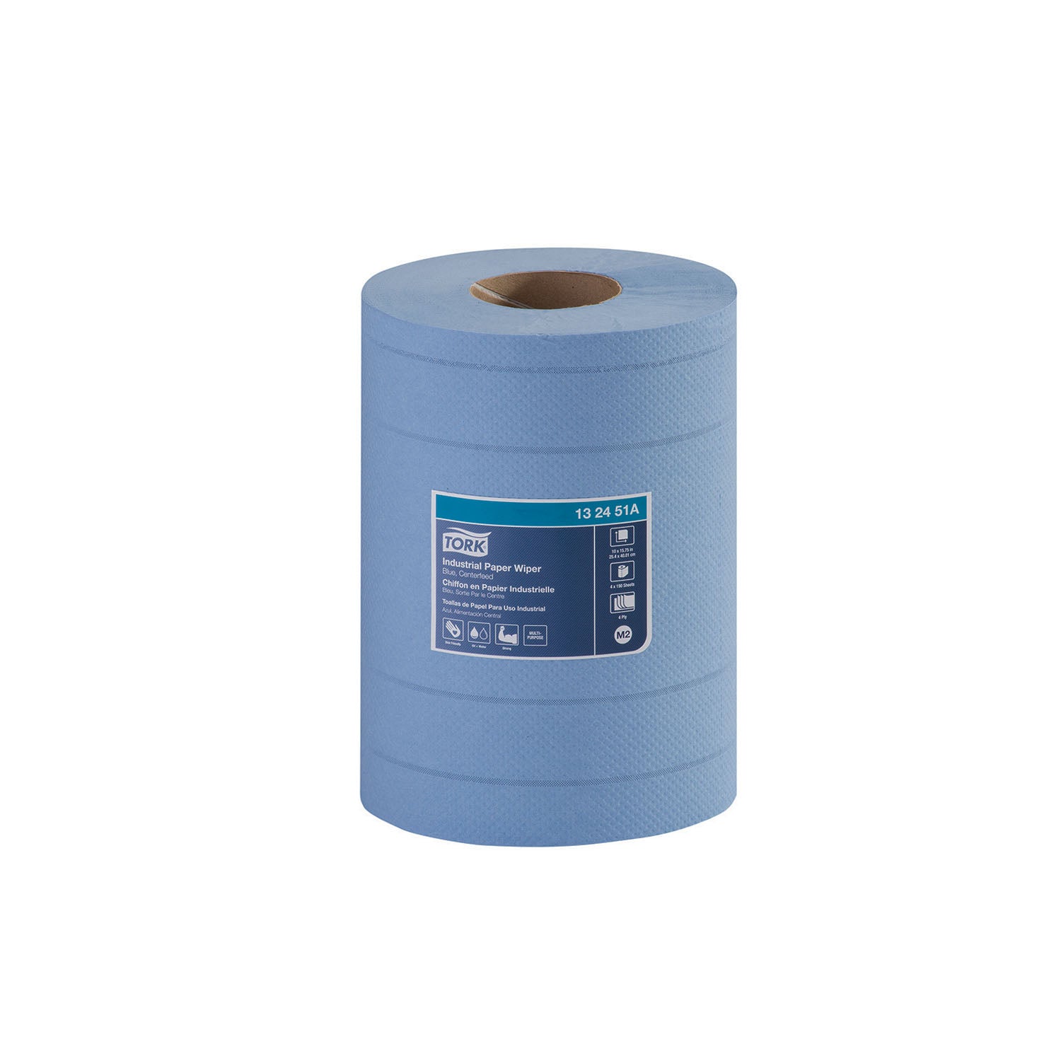 132451A - Essity Professional Hygiene North America, LLC - Industrial Paper Wiper, Centerfeed, Advanced, Blue, 4-Ply, M2, 249.38ft, 10" x 7.5", 190 sht/rl, 4 rl/cs (81 cs/plt)    , cs