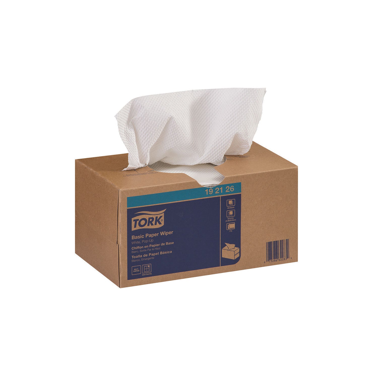 192126 - Essity Professional Hygiene North America, LLC - Toallitas de papel básicas, caja desplegable, blancas, de una capa, 26,7 x 23,8 cm, 250 hojas/caja, 24 cajas/caja (24 cajas/placa)