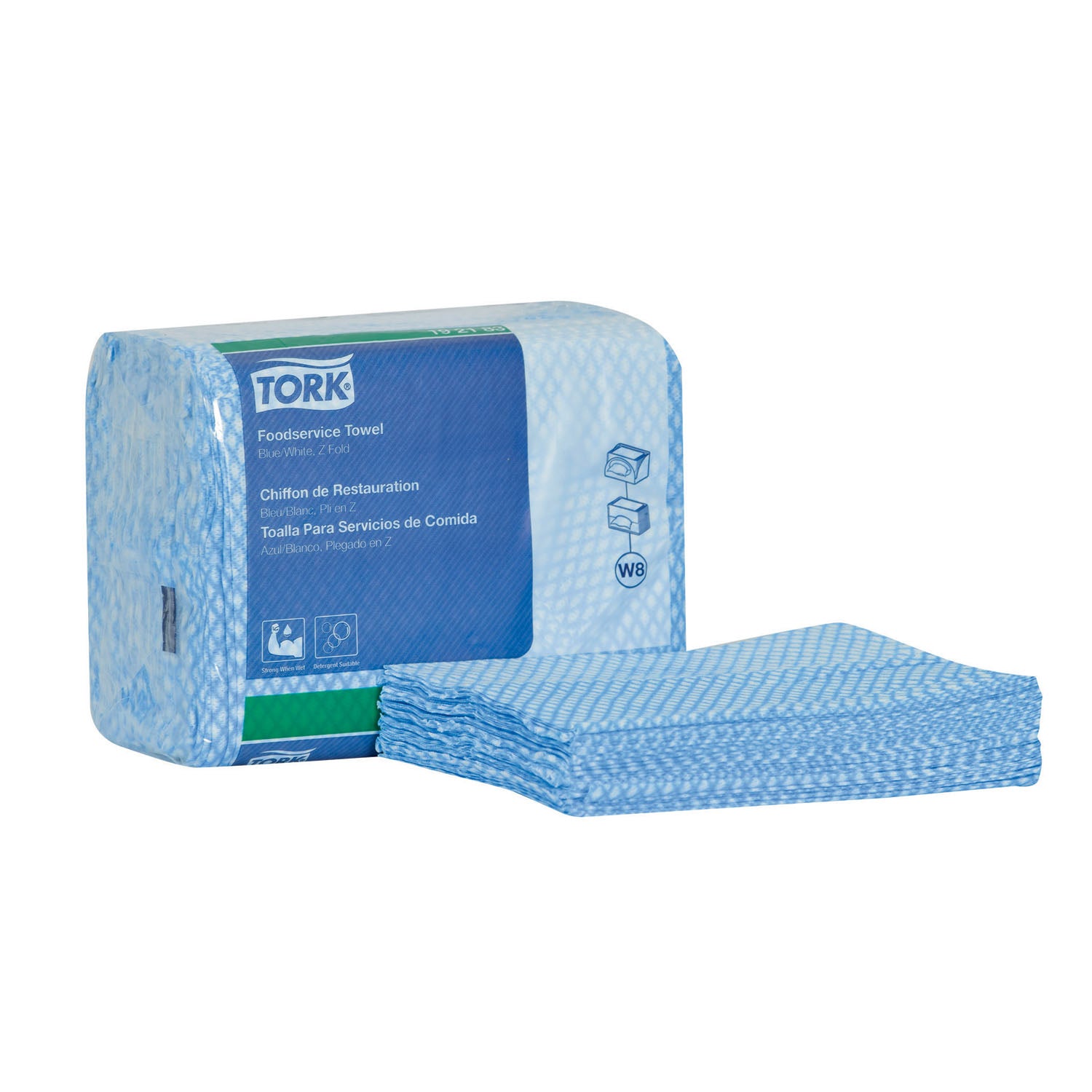 192183 - Essity Professional Hygiene North America, LLC - Cleaning Towel, Z Fold, 1-Ply, Blue/ White, 14.8" x 11.8", 80 sht/pk, 4 pk/cs (162 cs/plt)    , cs