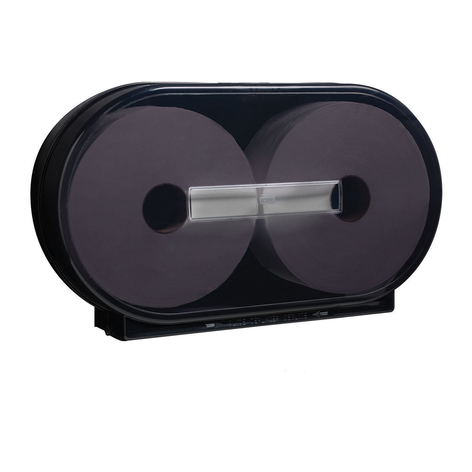 247549A - Essity Professional Hygiene North America, LLC - Bath Tissue Roll Dispenser, Jumbo, Twin, Universal, Black, T1, Plastic, 13" x 21.5" x 5.5" (28 cs/plt)    , ea