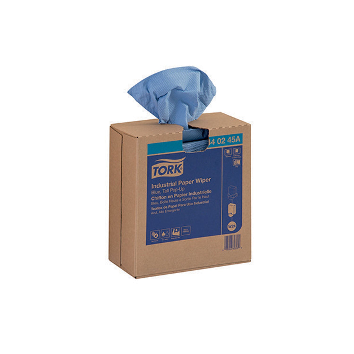 440245A - Essity Professional Hygiene North America, LLC - Industrial Paper Wiper, Pop-Up Box, Blue, 4-Ply, W24, 16.5" x 8.5", 90 sht/bx, 10 bx/cs (36 cs/plt)    , cs