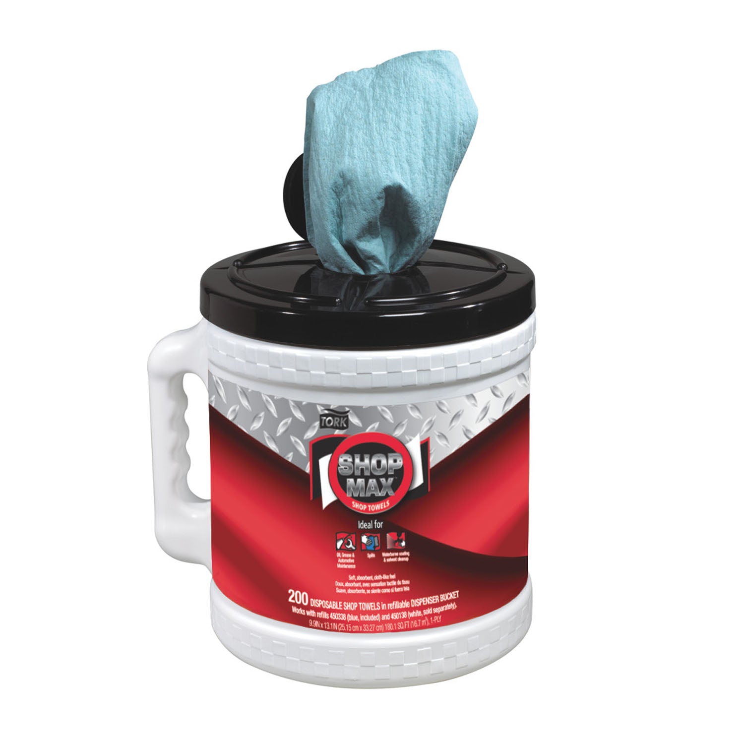 450340 - Essity Professional Hygiene North America, LLC - ShopMax Wiper, Centerfeed Dry Wipe Bucket, Advanced, Blue, 1-Ply, 218.33ft, 200 sht/bucket, 2 bucket/cs (90 cs/plt)    , cs