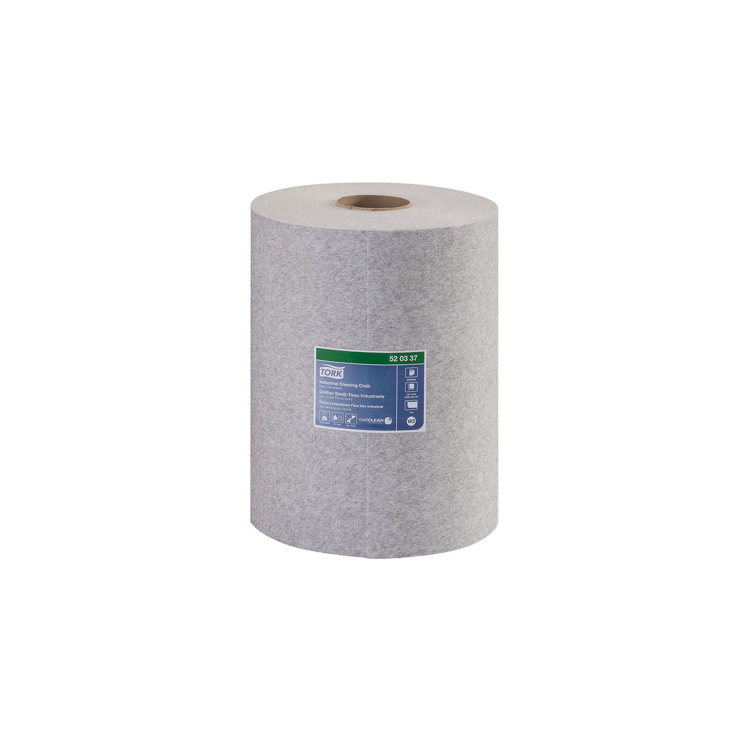 520337 - Essity Professional Hygiene North America, LLC - Paño de limpieza industrial, alimentación central, premium, gris, 1 capa, grabado, ancho 1/ancho 2/ancho 3, 127,6 m, 32,7 x 25,4 cm, 500 hojas/cartón, 1 cartón/caja (112 cajas/placa), caja