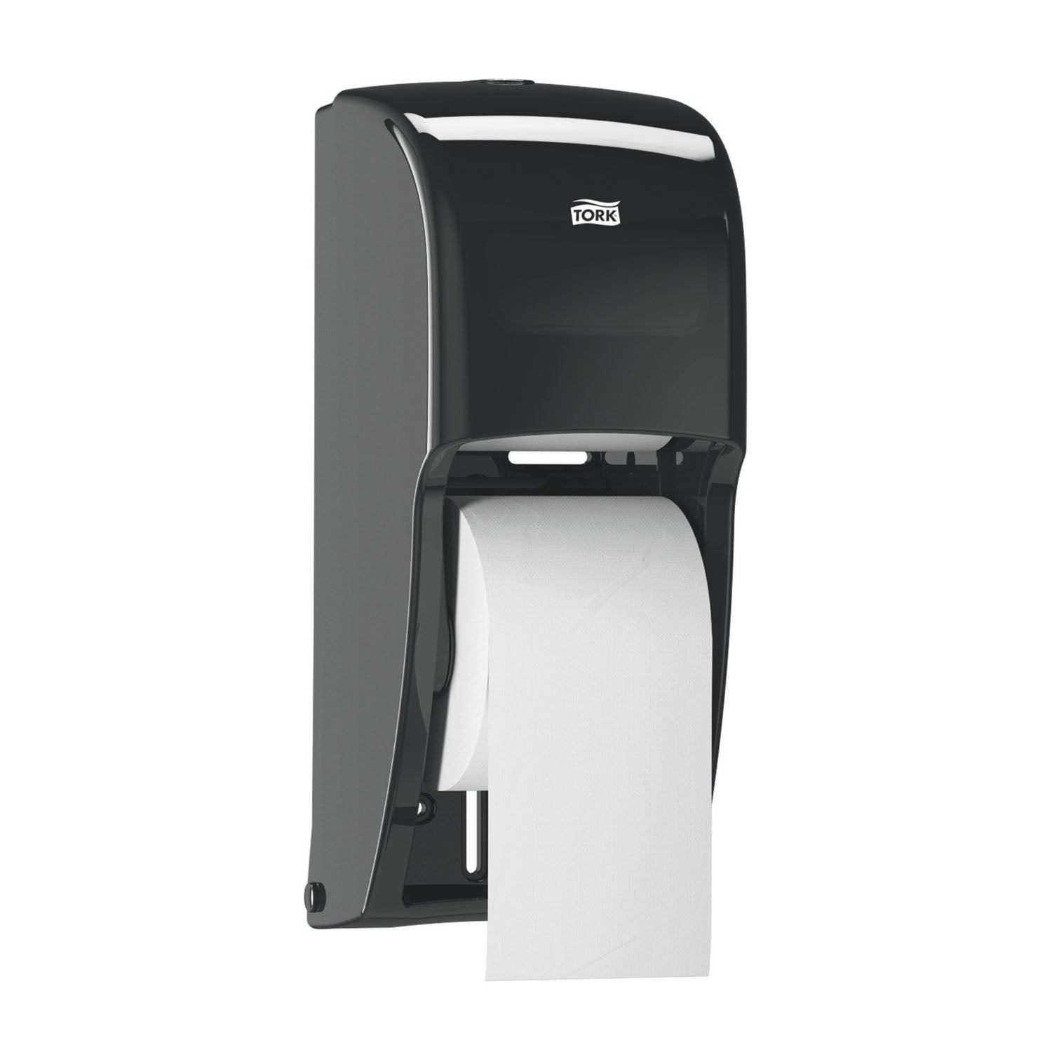 555628 - Essity Professional Hygiene North America, LLC - Bath Tissue Roll Dispenser, High Capacity, Universal, Black, T26, Plastic, 14.2" x 6.3" x 6.5" (266 cs/plt)    , ea