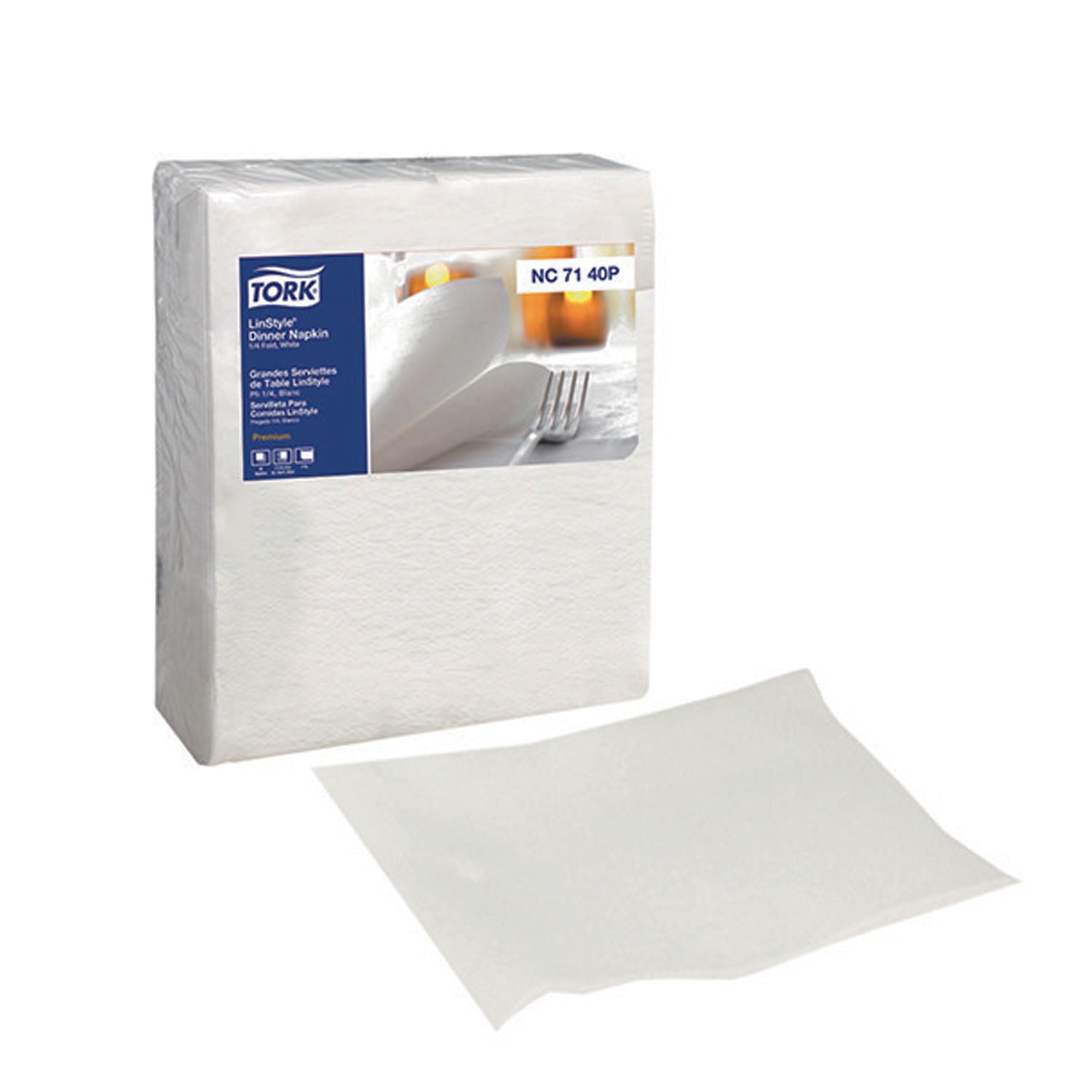 NC7140P - Essity Professional Hygiene North America, LLC - Dinner Napkin, 1/4 Fold, Premium, White, 1-Ply, 17" x 16.3", 60/pk, 6 pk/cs (88 cs/plt)    , cs