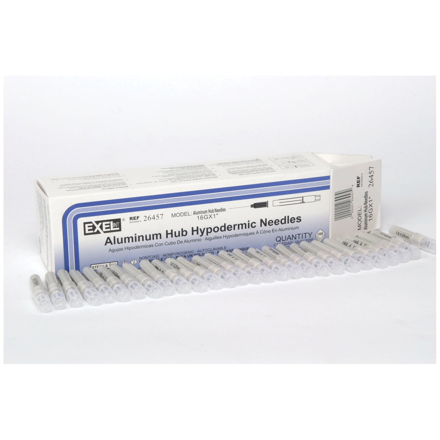 26457 - Exel Corporation - Aluminum Hub Hypodermic Needle, 16G x 1", 100/bx, 10 bx/cs, FOR VETERINARY USE ONLY    , cs