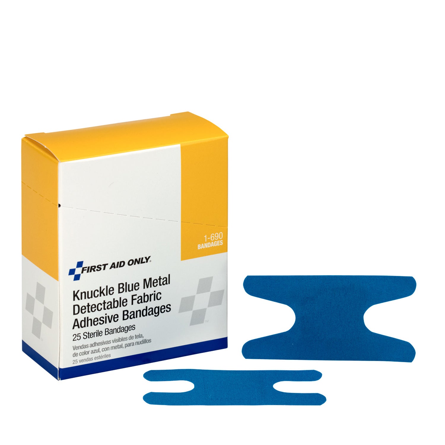 1-690 - First Aid Only/Acme United Corporation - Fabric Knuckle Bandages, Blue Metal Detectable, 25/bx (DROP SHIP ONLY - $150 Minimum Order)    , bx