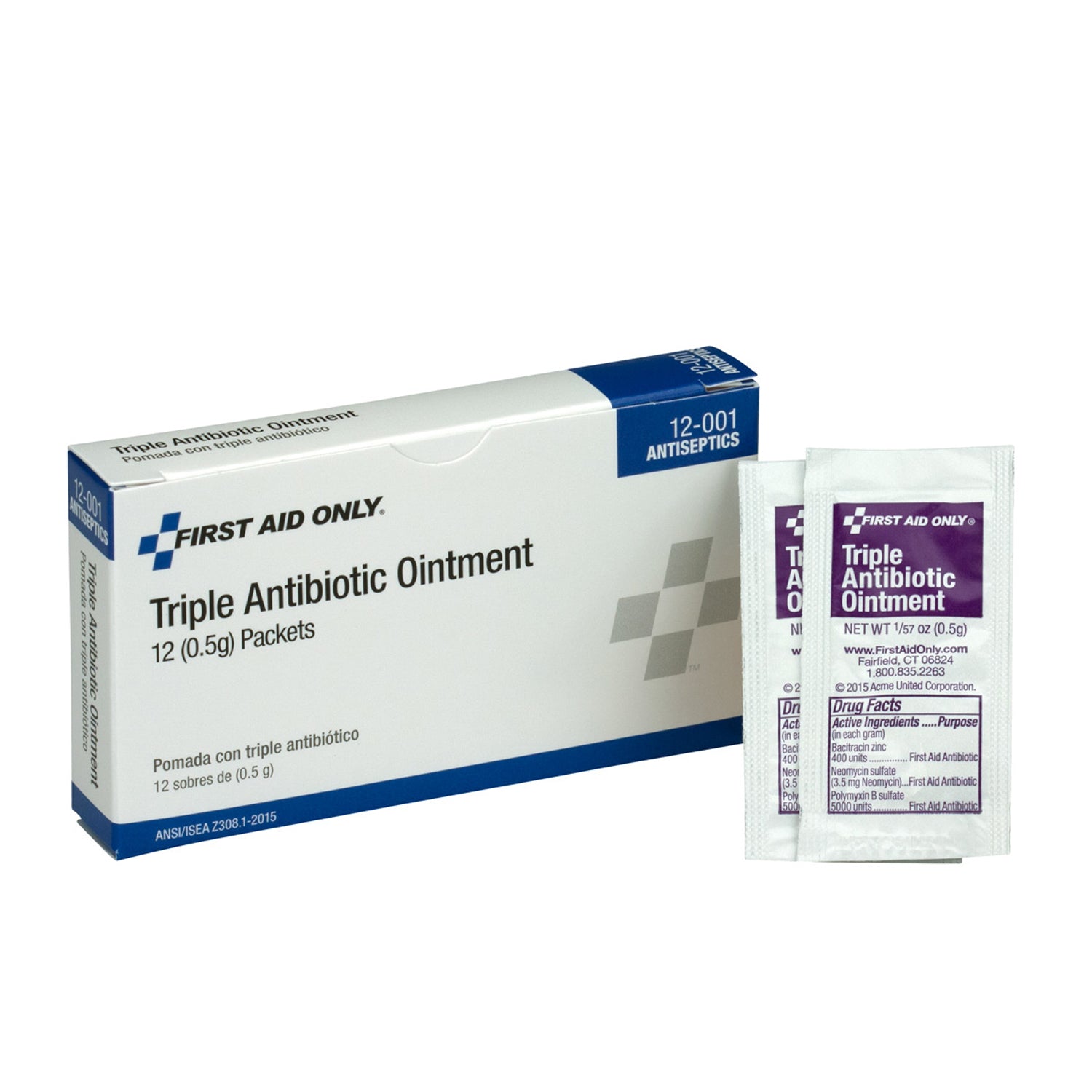 12-001 - First Aid Only/Acme United Corporation - Triple Antibiotic Ointment, 12/bx (DROP SHIP ONLY - $150 Minimum Order)    , bx