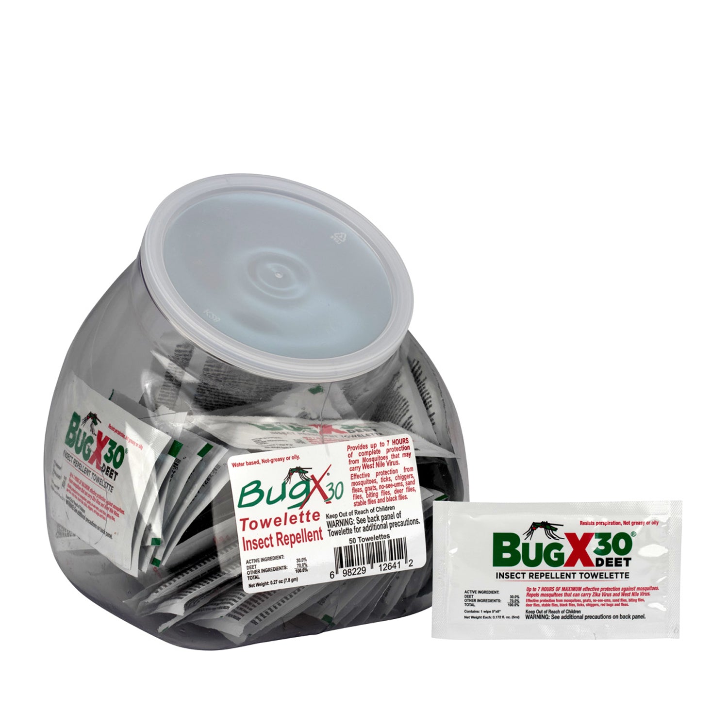 18-760 - First Aid Only/Acme United Corporation - BugX30 Fish Bowl Insect Repellent Wipes, 50/jr (DROP SHIP ONLY - $150 Minimum Order)    , jr