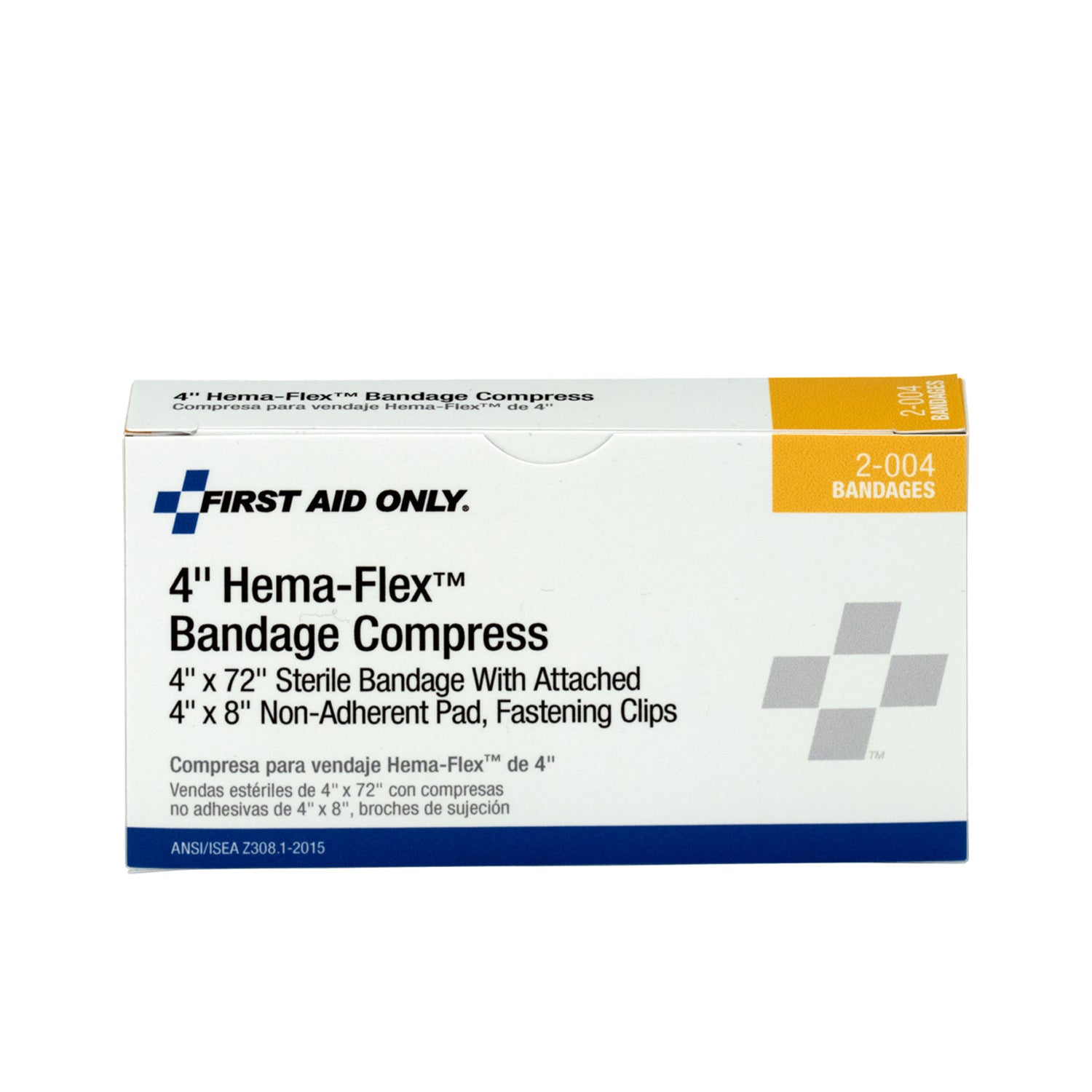 2-004-001 - 僅限急救/Acme United Corporation - Hema-Flex 繃帶，4 英寸，壓縮繃帶，1 盒/箱（僅限代發貨 - 最低訂購金額 150 美元），盒