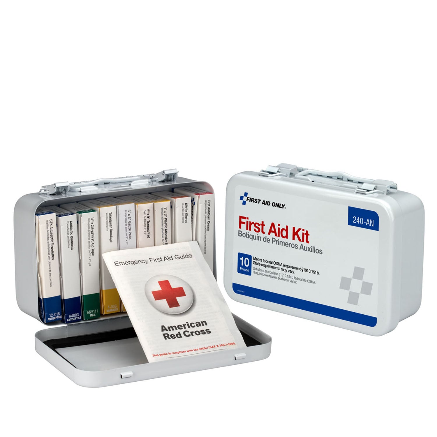 240-AN - First Aid Only/Acme United Corporation - First Aid Kit, 10 Unit, Metal Case (DROP SHIP ONLY - $150 Minimum Order)    , ea