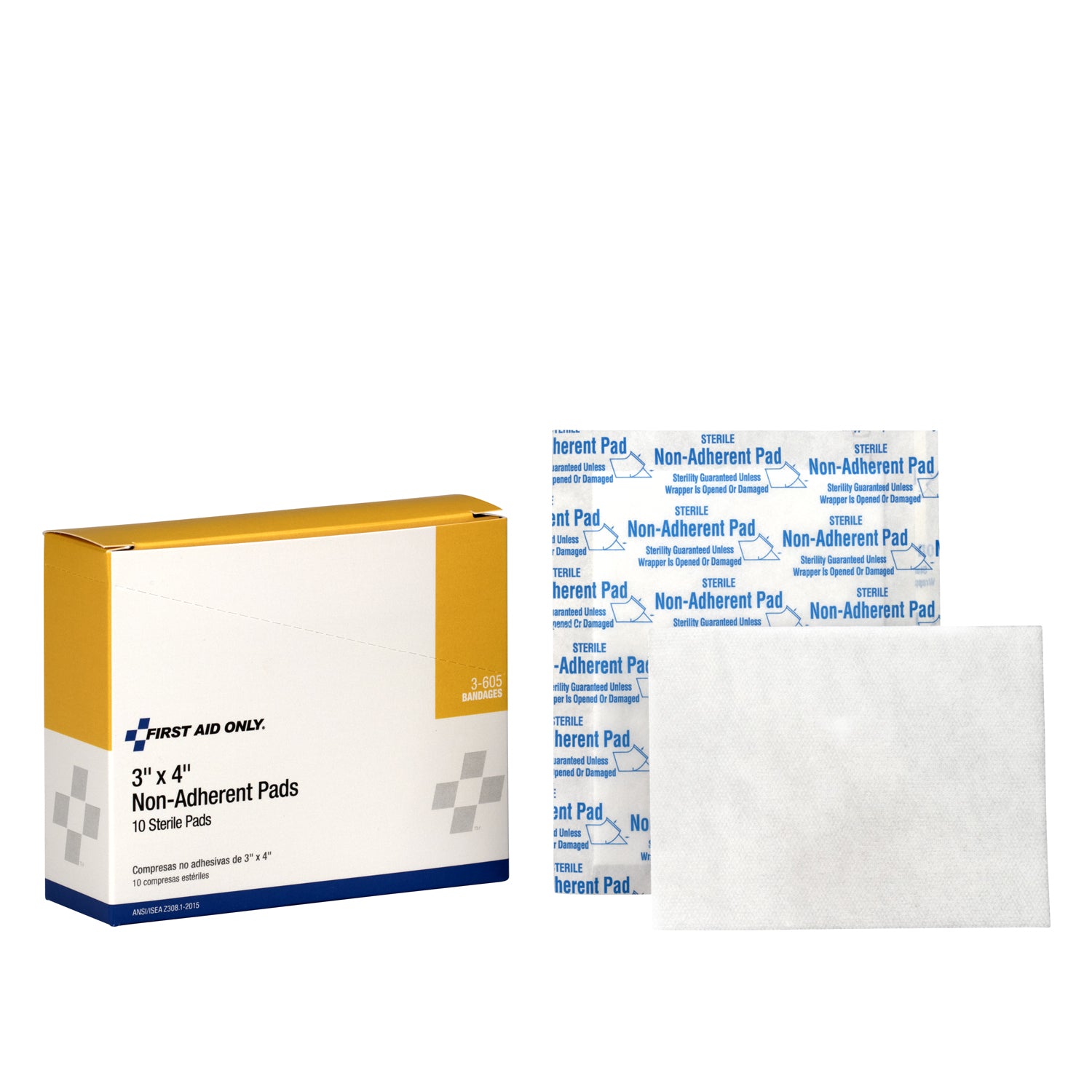 3-605 - First Aid Only/Acme United Corporation - Non-Adherent Pads, 3"x4", 10/bx (DROP SHIP ONLY - $150 Minimum Order)    , bx