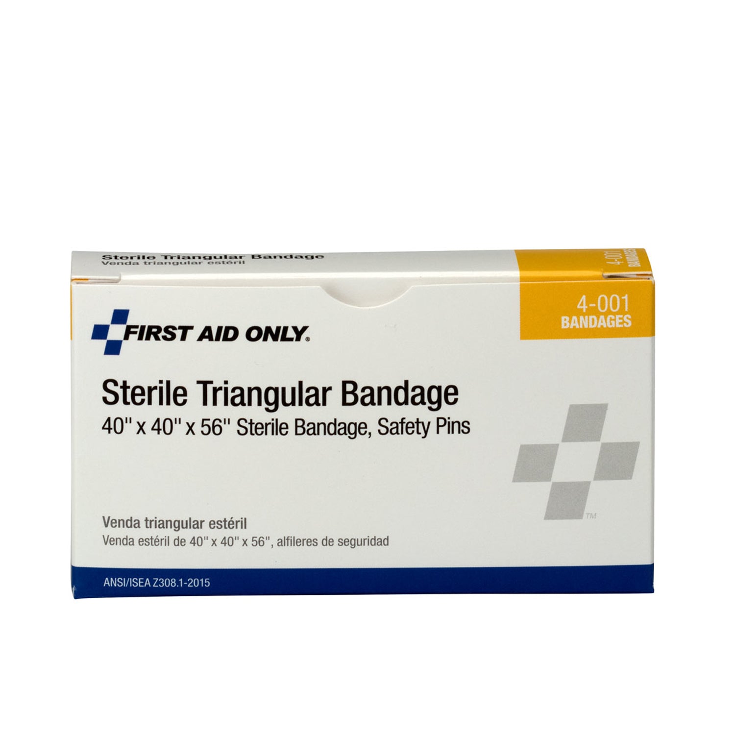 4-001-001 - 急救用品/Acme United Corporation - 無菌三角棉布繃帶，40英寸x40英寸x56英寸，1盒/箱（僅限代發貨 - 最低訂購金額150美元），箱