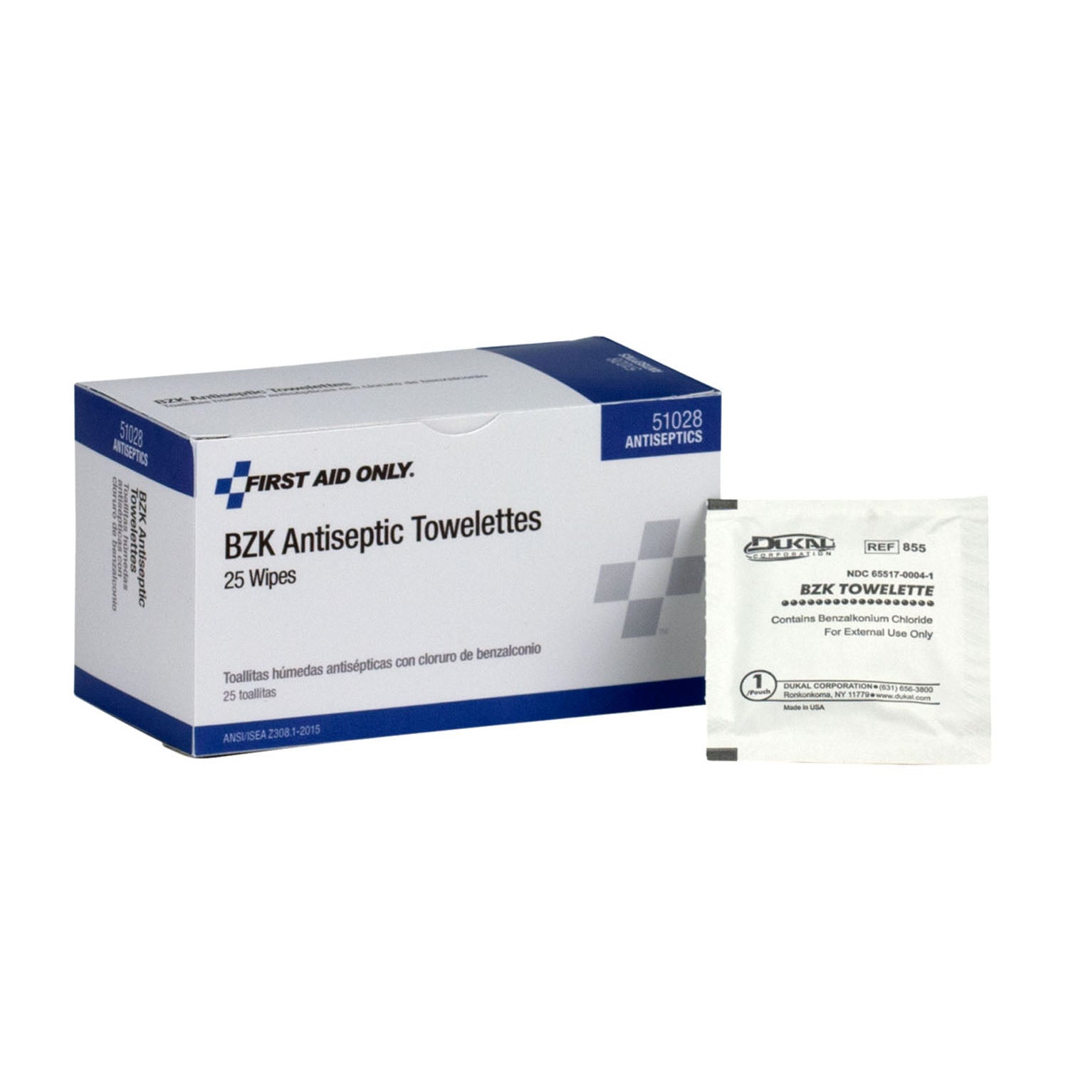 51028 - First Aid Only/Acme United Corporation - BZK Antiseptic Wipes, 25/bx, 30bx/cs (DROP SHIP ONLY - $150 Minimum Order)    , cs