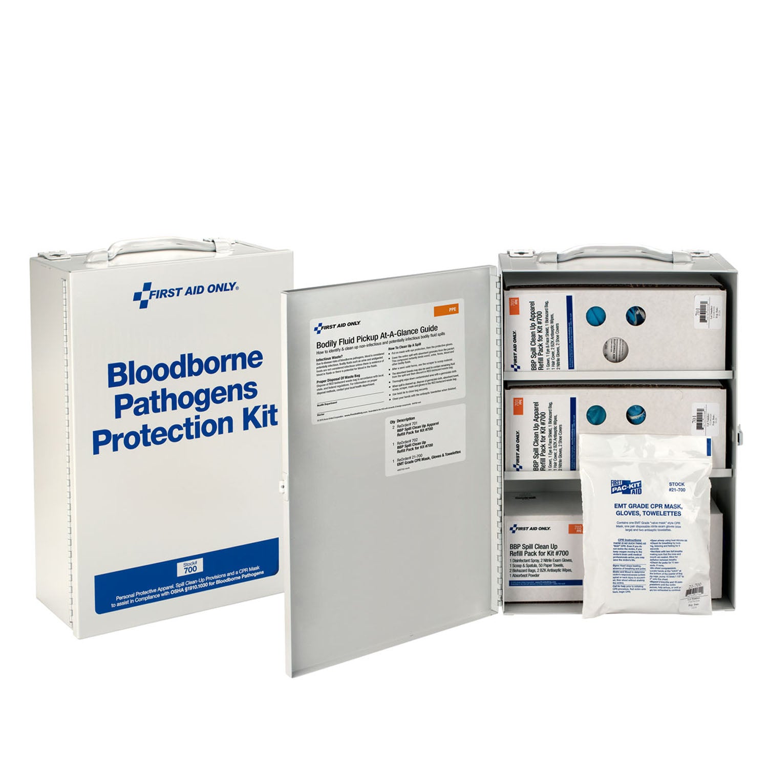 700 - First Aid Only/Acme United Corporation - BBP Spill Clean Up Cabinet, Metal Case (DROP SHIP ONLY - $150 Minimum Order)    , ea