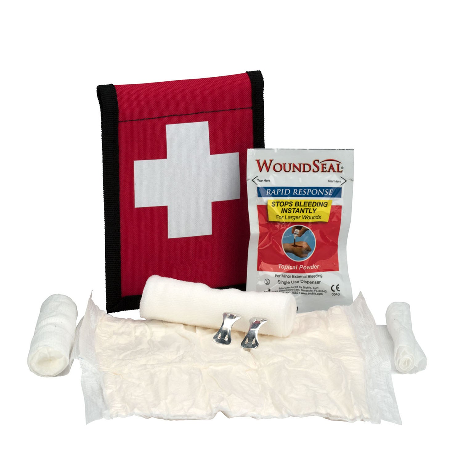 7165 - First Aid Only/Acme United Corporation - 登山者止血劑，含傷口密封包和布袋（僅限代發貨 - 最低訂單金額 150 美元），每個