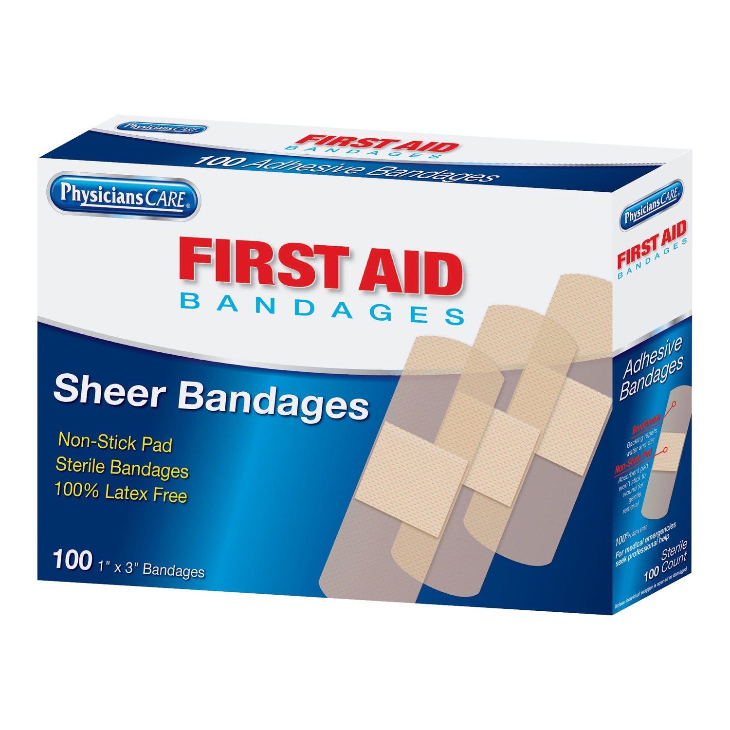 90331 - First Aid Only/Acme United Corporation - Sheer Bandages, 1"x3", 100/bx (DROP SHIP ONLY - $150 Minimum Order)    , bx