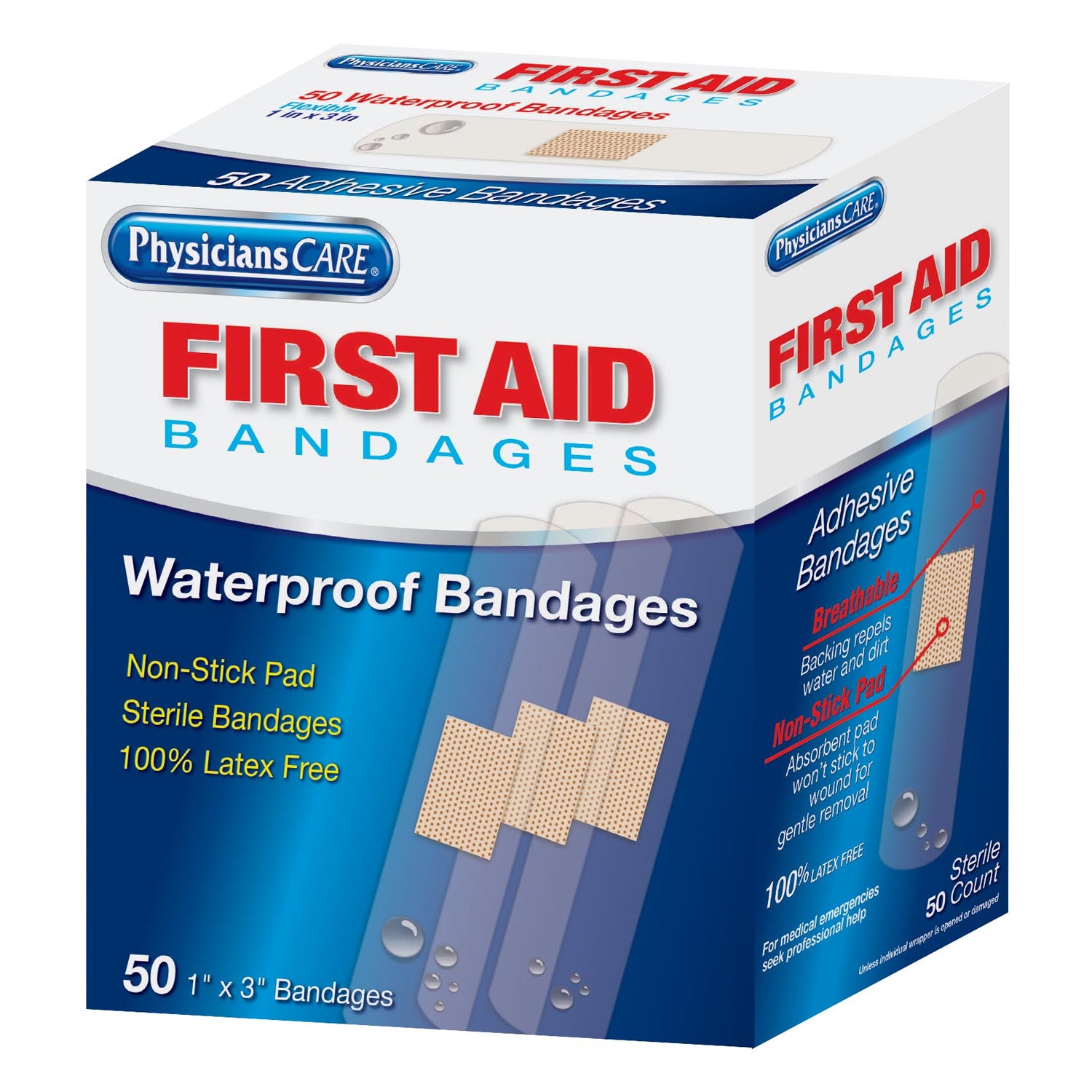 90333 - First Aid Only/Acme United Corporation - Waterproof Bandages, 1"x3", 50/bx (DROP SHIP ONLY - $150 Minimum Order)    , bx