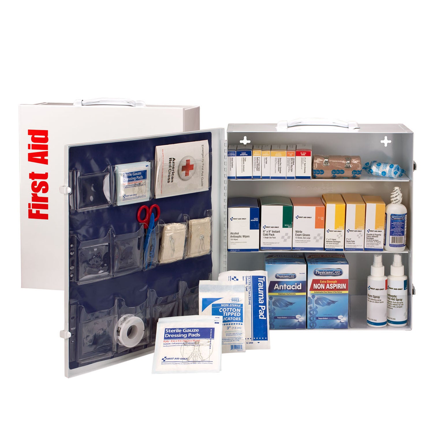 90574 - First Aid Only/Acme United Corporation - 3 Shelf First Aid ANSI A+ Metal Cabinet, w/ Meds (DROP SHIP ONLY - $150 Minimum Order)    , ea