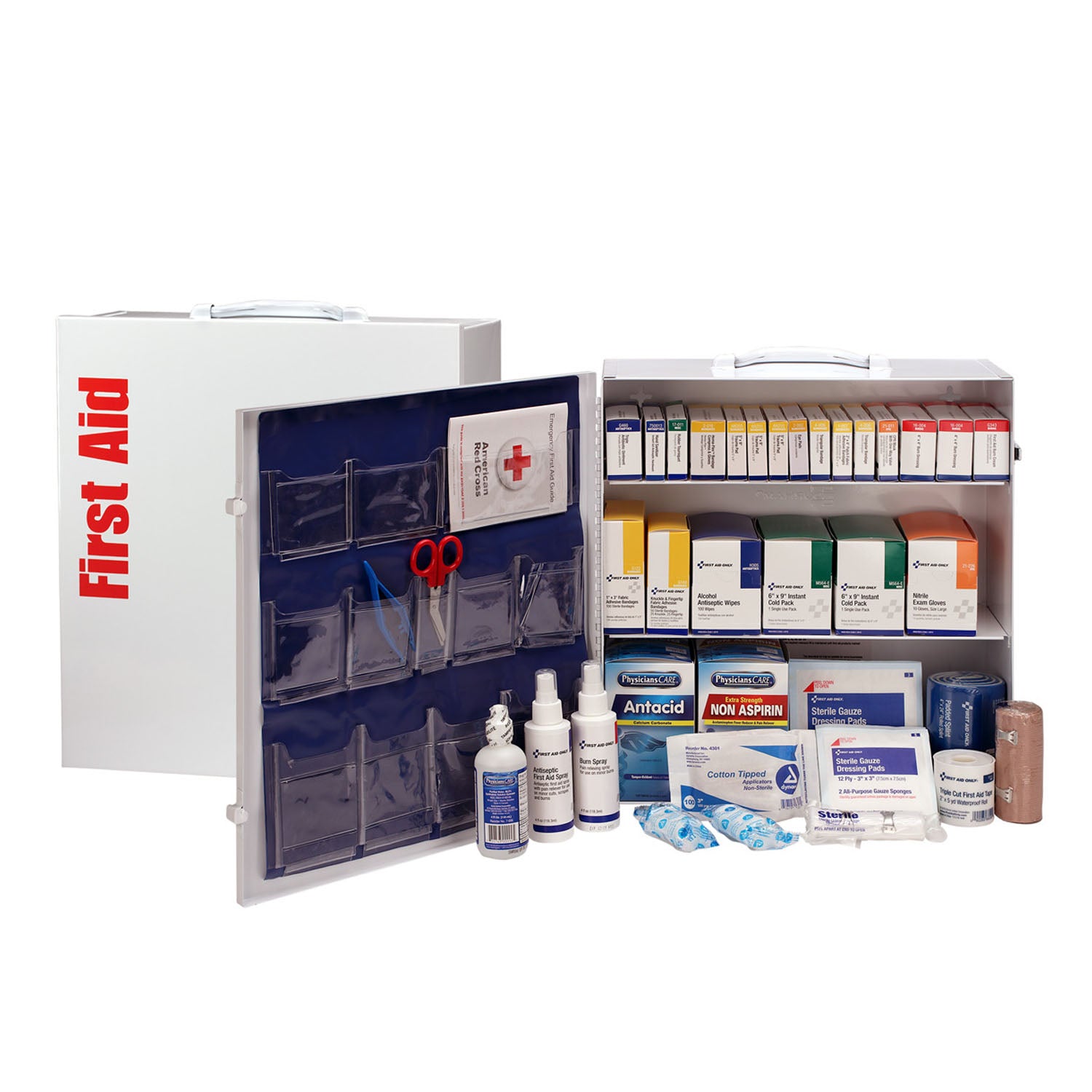90575 - First Aid Only/Acme United Corporation - 3 Shelf First Aid ANSI B+ Metal Cabinet, w/ Meds (DROP SHIP ONLY - $150 Minimum Order)    , ea