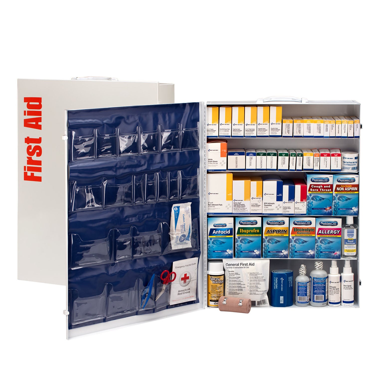 90577 - First Aid Only/Acme United Corporation - 5 Shelf First Aid ANSI B+ Metal Cabinet, w/ Meds (DROP SHIP ONLY - $150 Minimum Order)    , ea