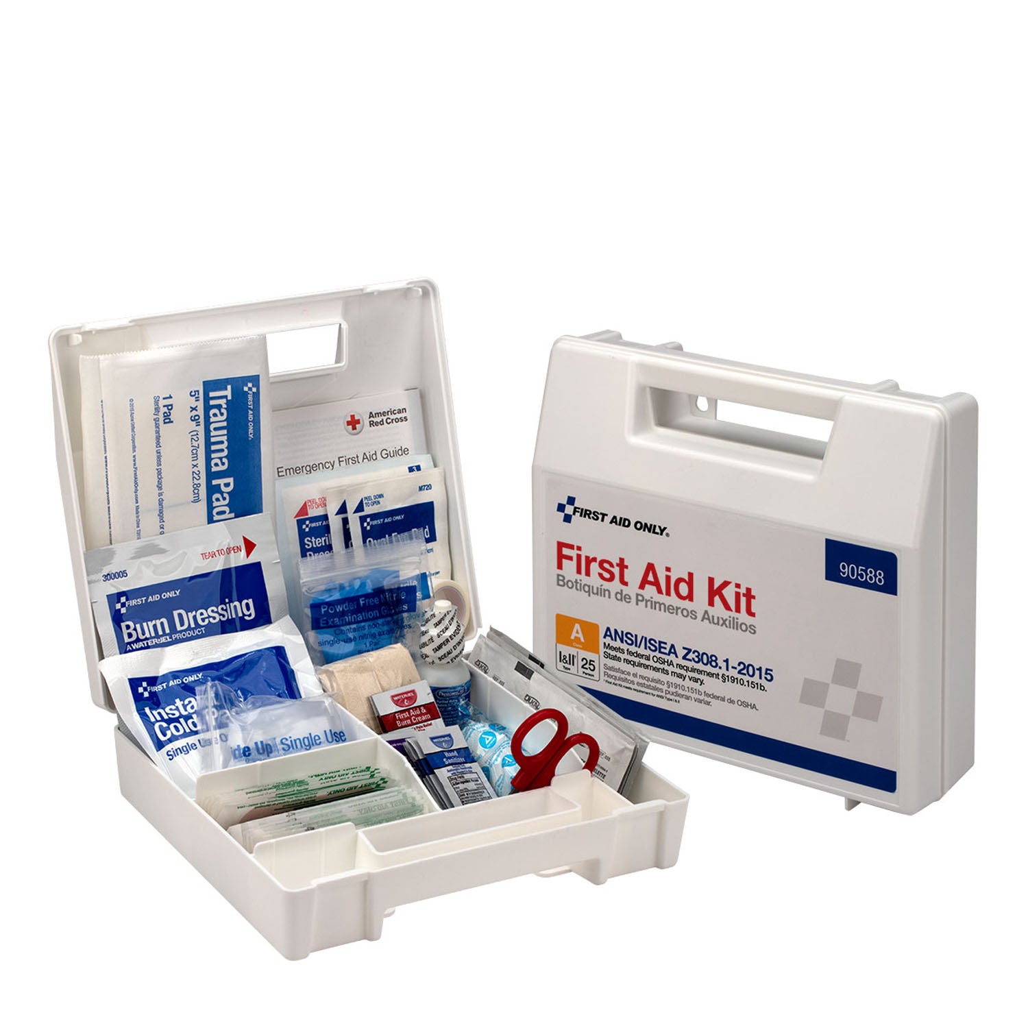 90588 - First Aid Only/Acme United Corporation - 25 Person First Aid Kit, ANSI A, 89 Pieces, Plastic Case with Dividers (DROP SHIP ONLY - $150 Minimum Order)    , ea
