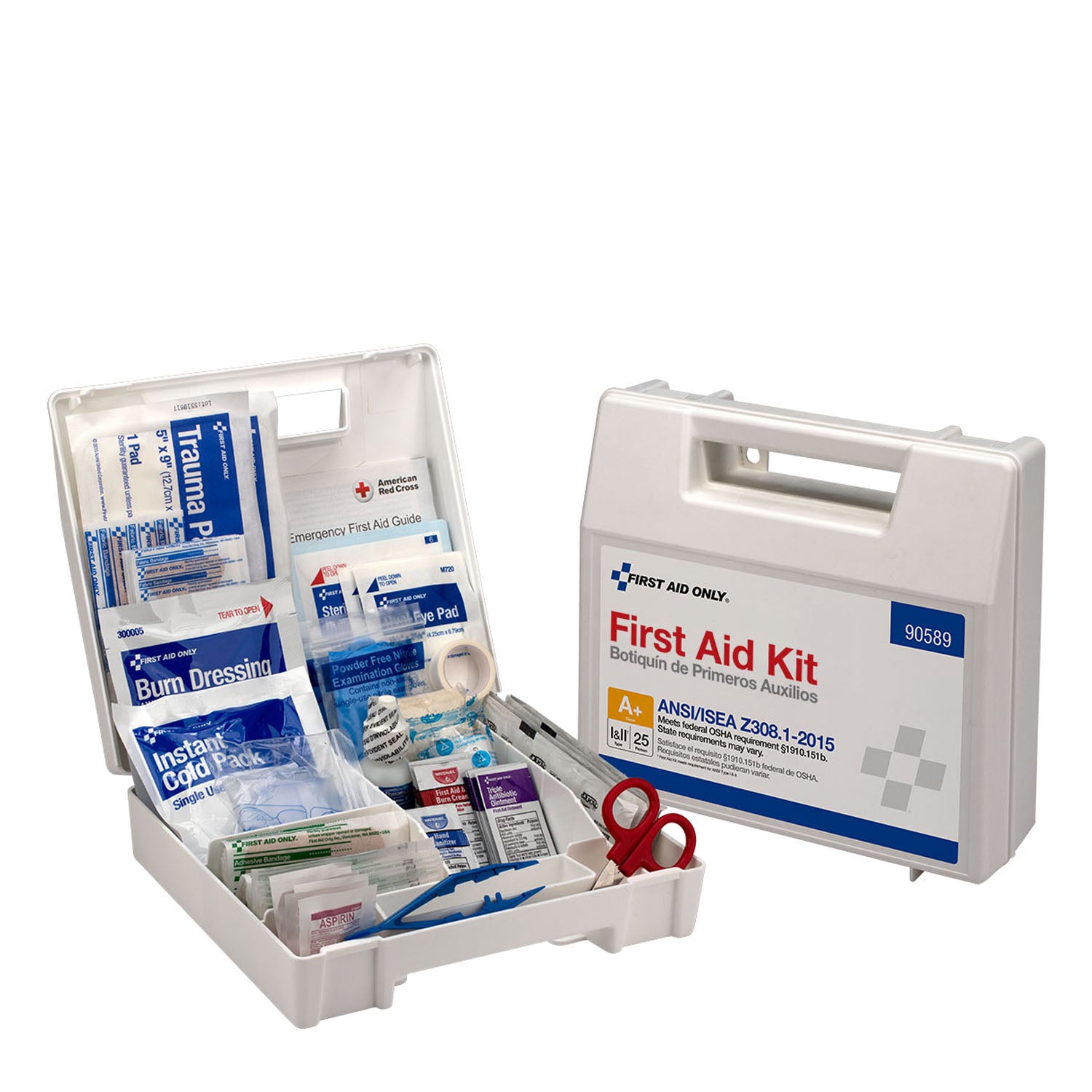 90589 - First Aid Only/Acme United Corporation - 25 Person First Aid Kit, ANSI A+, 141 Pieces, Plastic Case with Dividers (DROP SHIP ONLY - $150 Minimum Order)    , ea