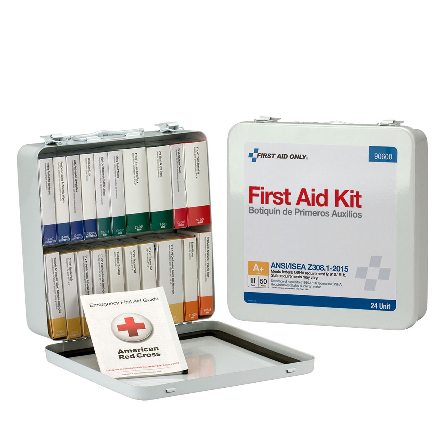 90600 - First Aid Only/Acme United Corporation - 24 Unit First Aid Kit, ANSI A+,  Metal Case (DROP SHIP ONLY - $150 Minimum Order)    , ea