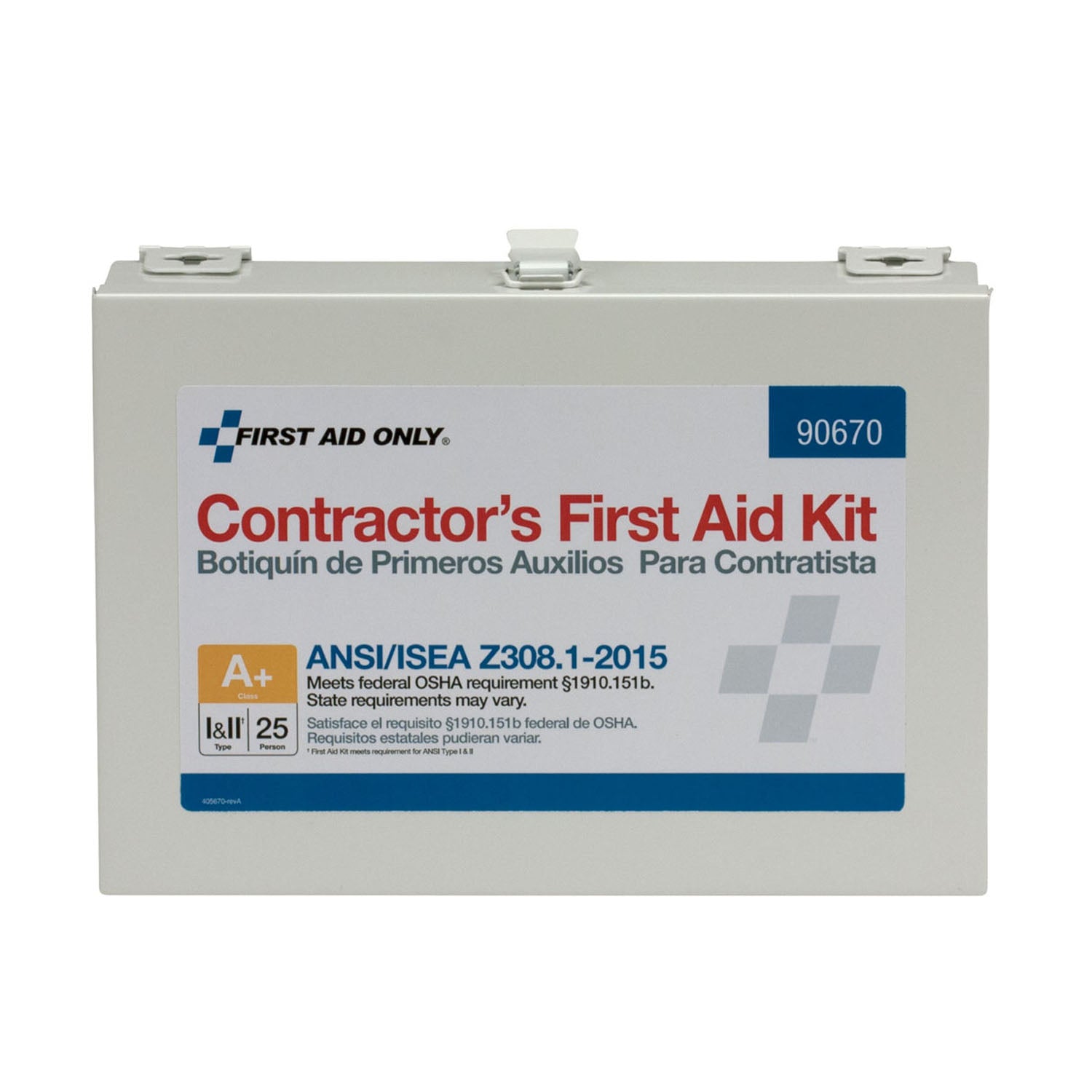 90670 - First Aid Only/Acme United Corporation - 25 Person Contractor ANSI A+ First Aid Kit, Metal Case  (DROP SHIP ONLY - $150 Minimum Order)    , ea