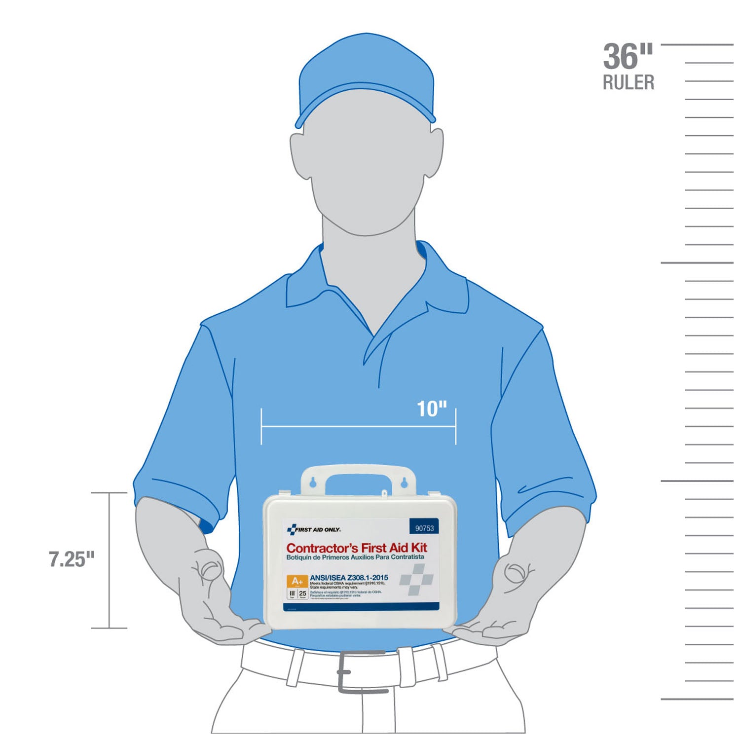 90753 - First Aid Only/Acme United Corporation - 25 Person Contractor ANSI A+ First Aid Kit, Plastic Case  (DROP SHIP ONLY - $150 Minimum Order)    , ea