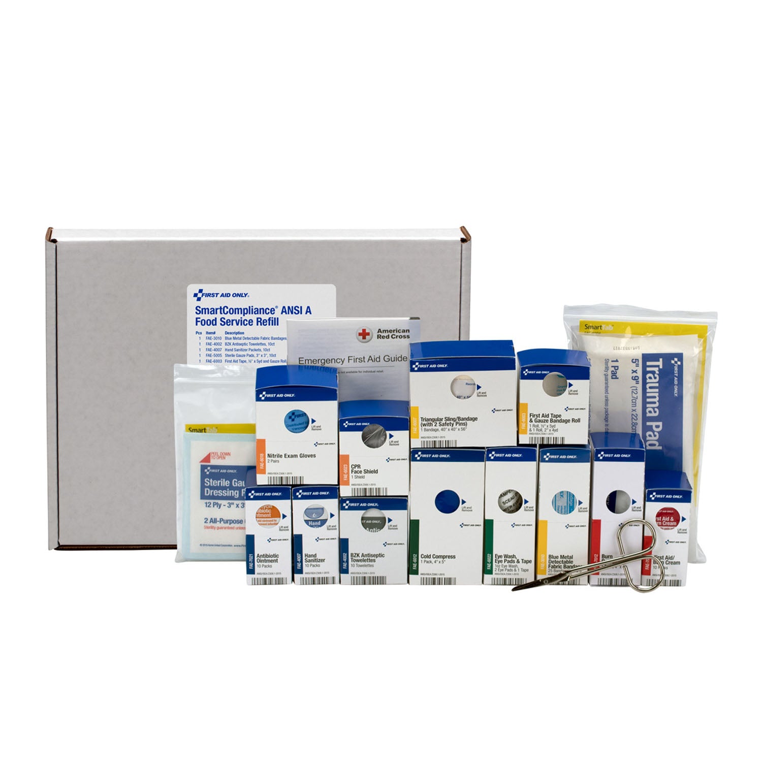 90963 - Solo primeros auxilios/Acme United Corporation - Recarga de servicio de alimentos SC ANSI A, sin medicamentos (SOLO ENVÍO DIRECTO - Pedido mínimo de $150), c/u