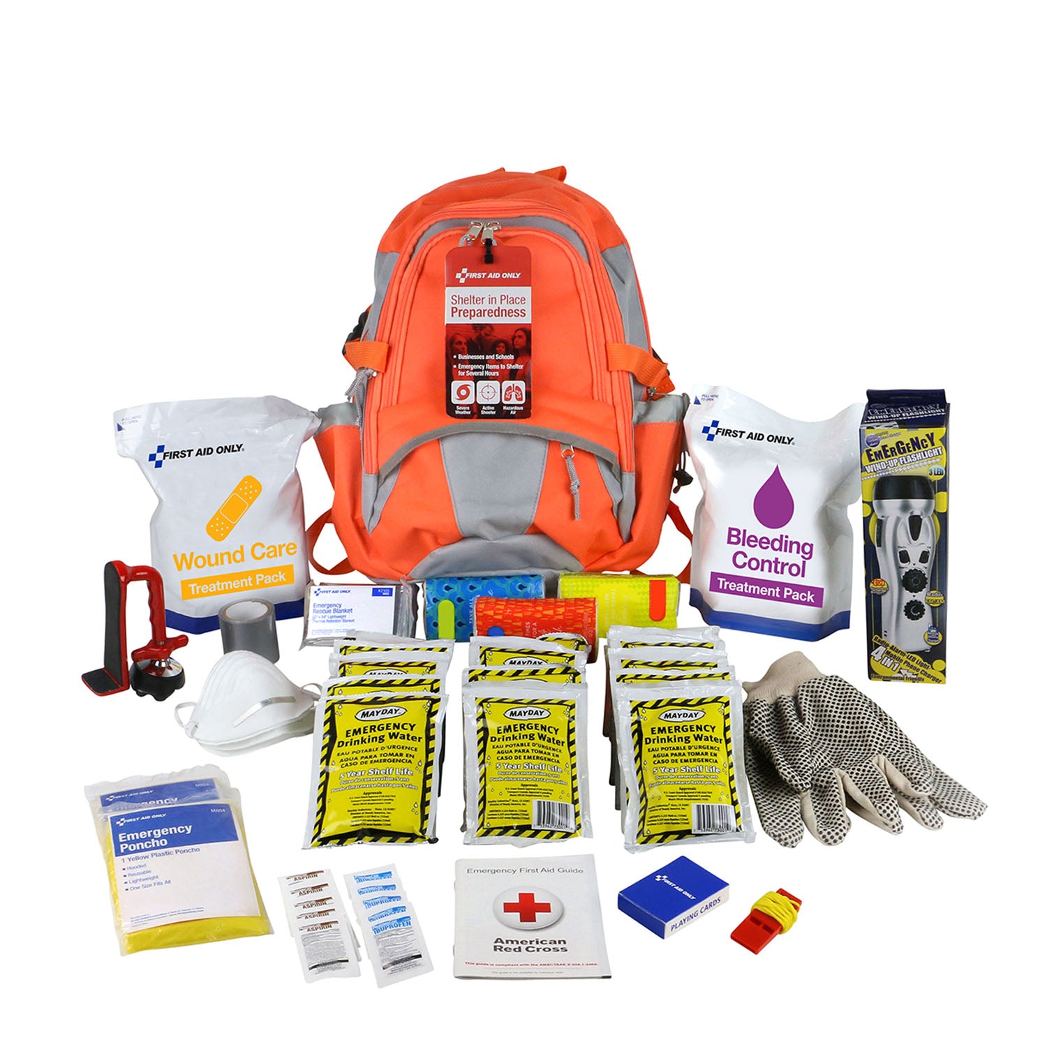 91308 - Primeros auxilios solamente/Acme United Corporation - Preparación para refugiarse en el lugar, 209 piezas, 13" x 17" x 8", 20 personas (SOLO ENVÍO DIRECTO), c/u
