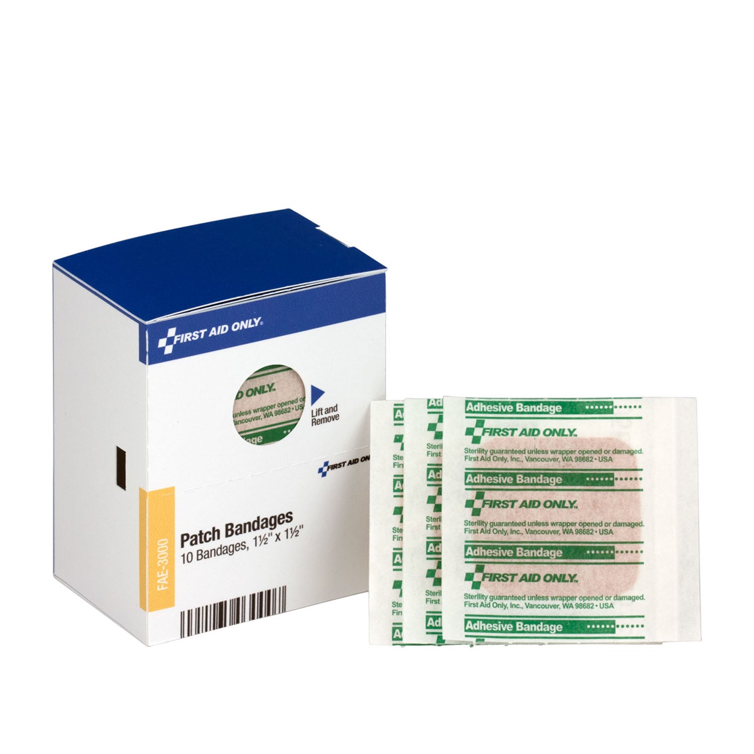 FAE-3000 - First Aid Only/Acme United Corporation - SC Refill, 1.5"x1.5", Plastic Bandages, 10/bx (DROP SHIP ONLY - $150 Minimum Order)    , bx