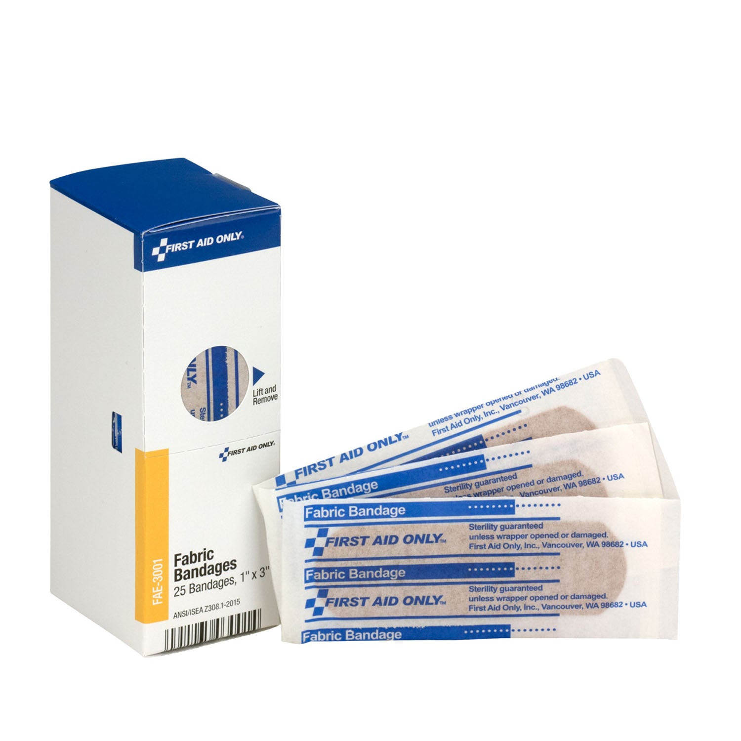 FAE-3001 - First Aid Only/Acme United Corporation - SC Refill, 1"x3", Fabric Bandages, 25/bx (DROP SHIP ONLY - $150 Minimum Order)    , bx