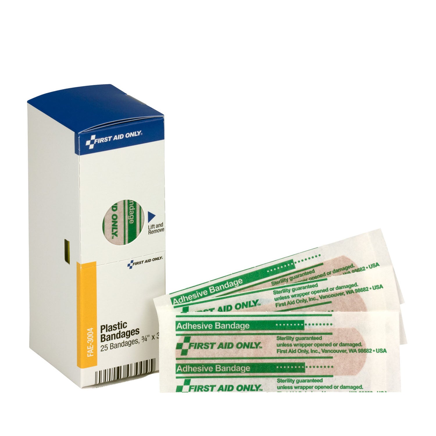 FAE-3004 - First Aid Only/Acme United Corporation - SC Refill, Includes: 3/4"x3" Plastic Bandages, 25/bx (DROP SHIP ONLY - $150 Minimum Order)    , bx