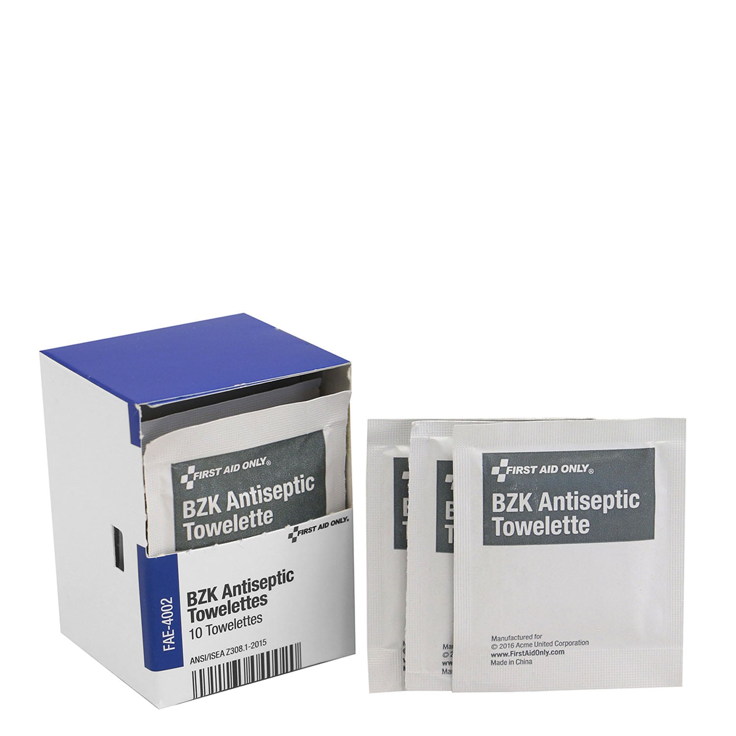 FAE-4002 - First Aid Only/Acme United Corporation - SC Refill, Includes: BZK Antiseptic Wipes, 10/bx, 24bx/cs (DROP SHIP ONLY - $150 Minimum Order)    , cs