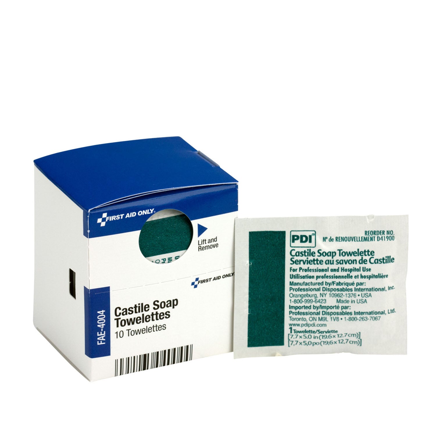 FAE-4004 - First Aid Only/Acme United Corporation - SC Refill, Includes: PDI Castile Soap Wipes, 10/bx (DROP SHIP ONLY - $150 Minimum Order)    , bx