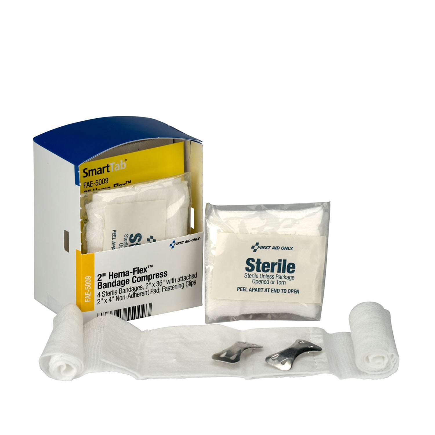 FAE-5009 - Primeros auxilios/Acme United Corporation - Repuesto SC, incluye: compresa de vendaje Hema-Flex de 2", 4/caja (SOLO ENVÍO DIRECTO - Pedido mínimo de $150), caja