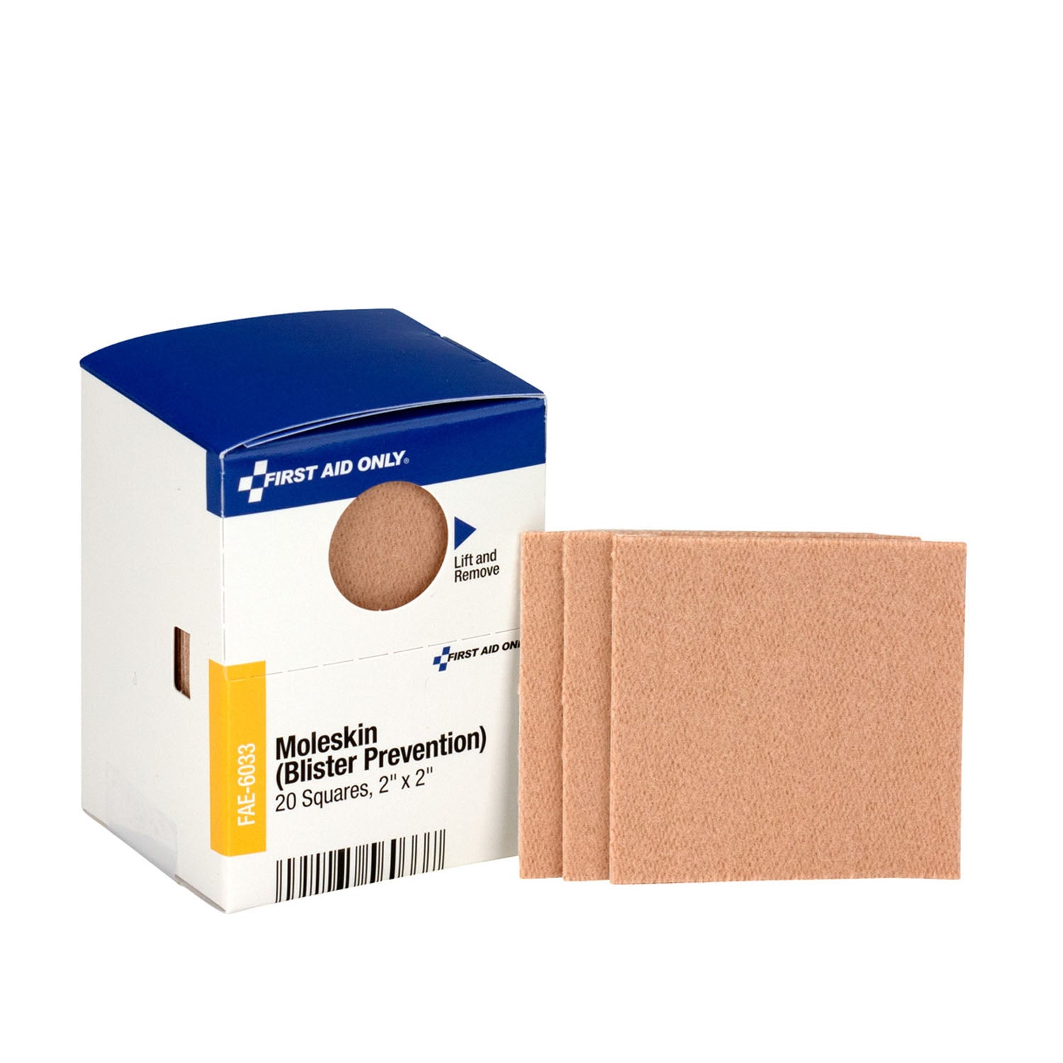 FAE-6033 - 僅限急救/Acme United Corporation - SC 補充裝，包含：Moleskin 水泡貼，20 片/盒（僅限代發貨 - 最低訂單金額 150 美元），盒