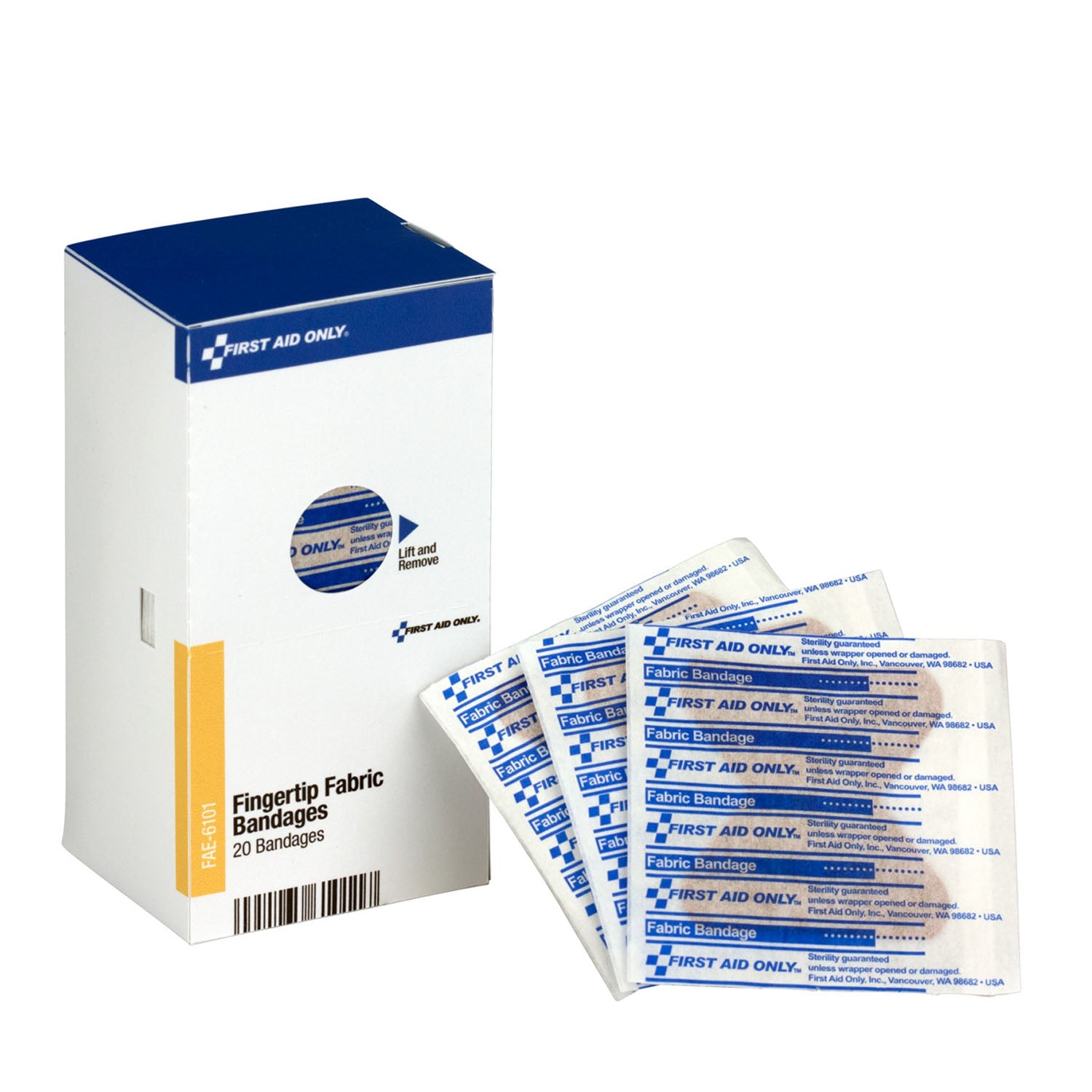FAE-6101 - First Aid Only/Acme United Corporation - SC Refill, Includes: Fabric Fingertip Bandages, 20/bx (DROP SHIP ONLY - $150 Minimum Order)    , bx