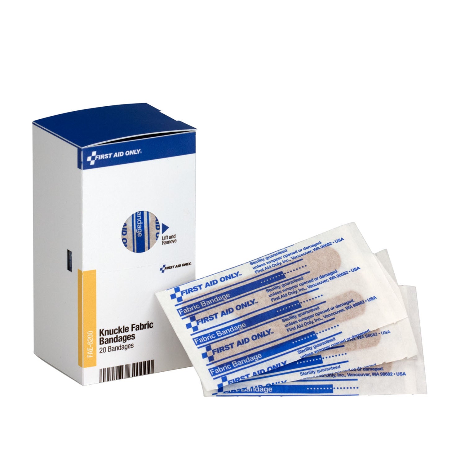 FAE-6200 - First Aid Only/Acme United Corporation - SC Refill, Includes: Fabric Knuckle Bandages, 20/bx (DROP SHIP ONLY - $150 Minimum Order)    , bx