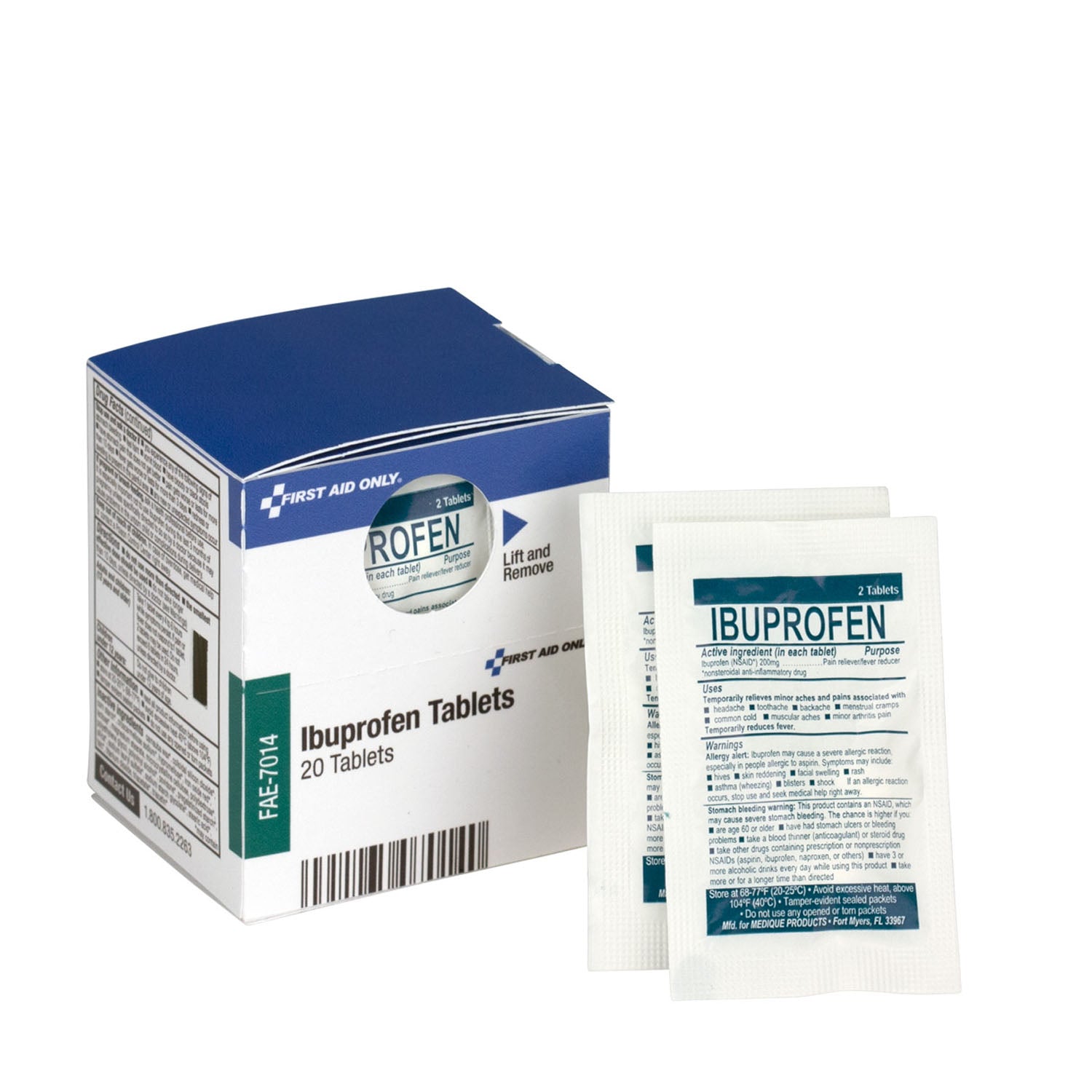 FAE-7014 - First Aid Only/Acme United Corporation - SC Refill, Includes: Ibuprofen, 2/pk, 10pk/bx, 24bx/cs (DROP SHIP ONLY - $150 Minimum Order)    , cs