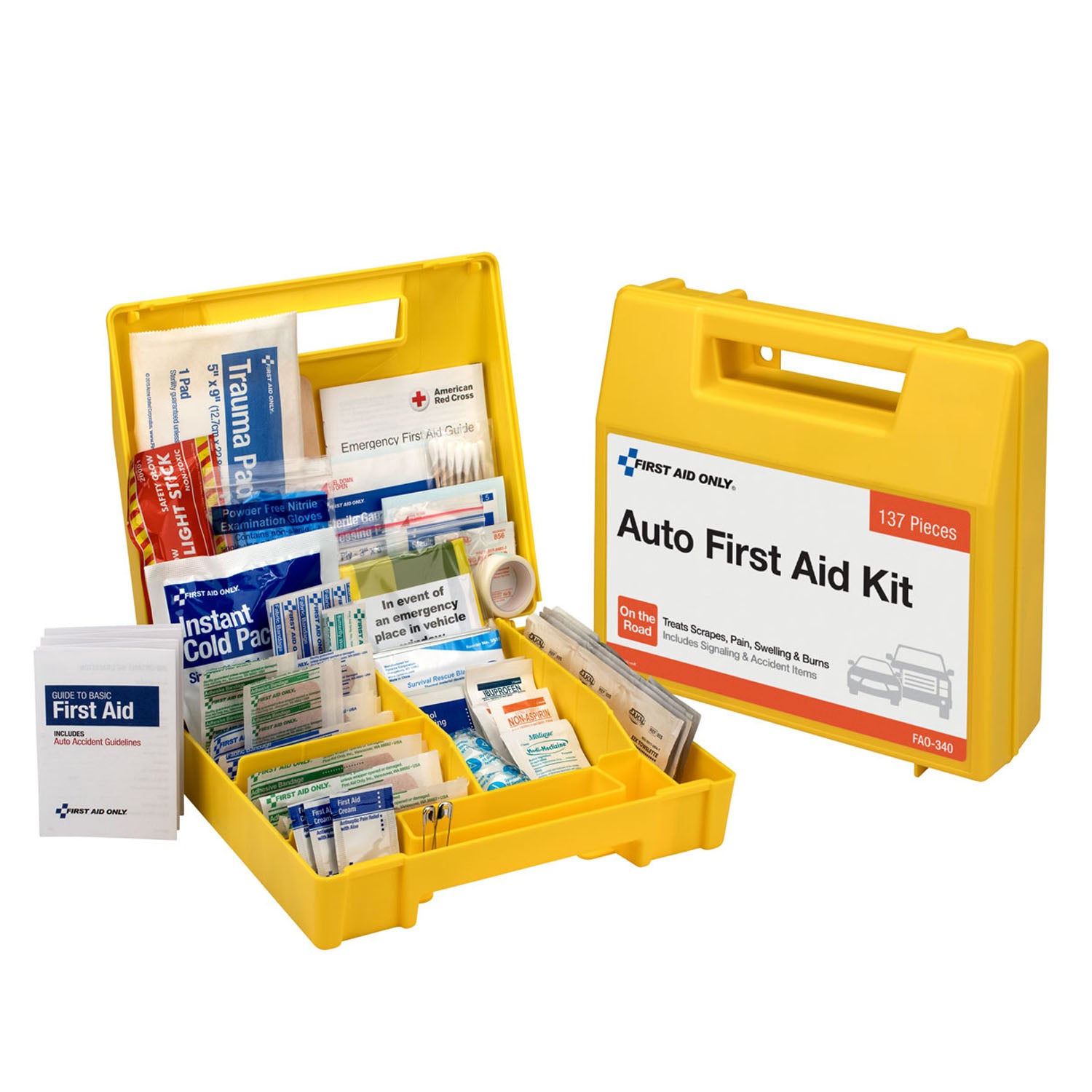 FAO-340 - First Aid Only/Acme United Corporation - Vehicle First Aid Kit, 138 Piece, Plastic Case, 12/cs (DROP SHIP ONLY - $150 Minimum Order)    , cs