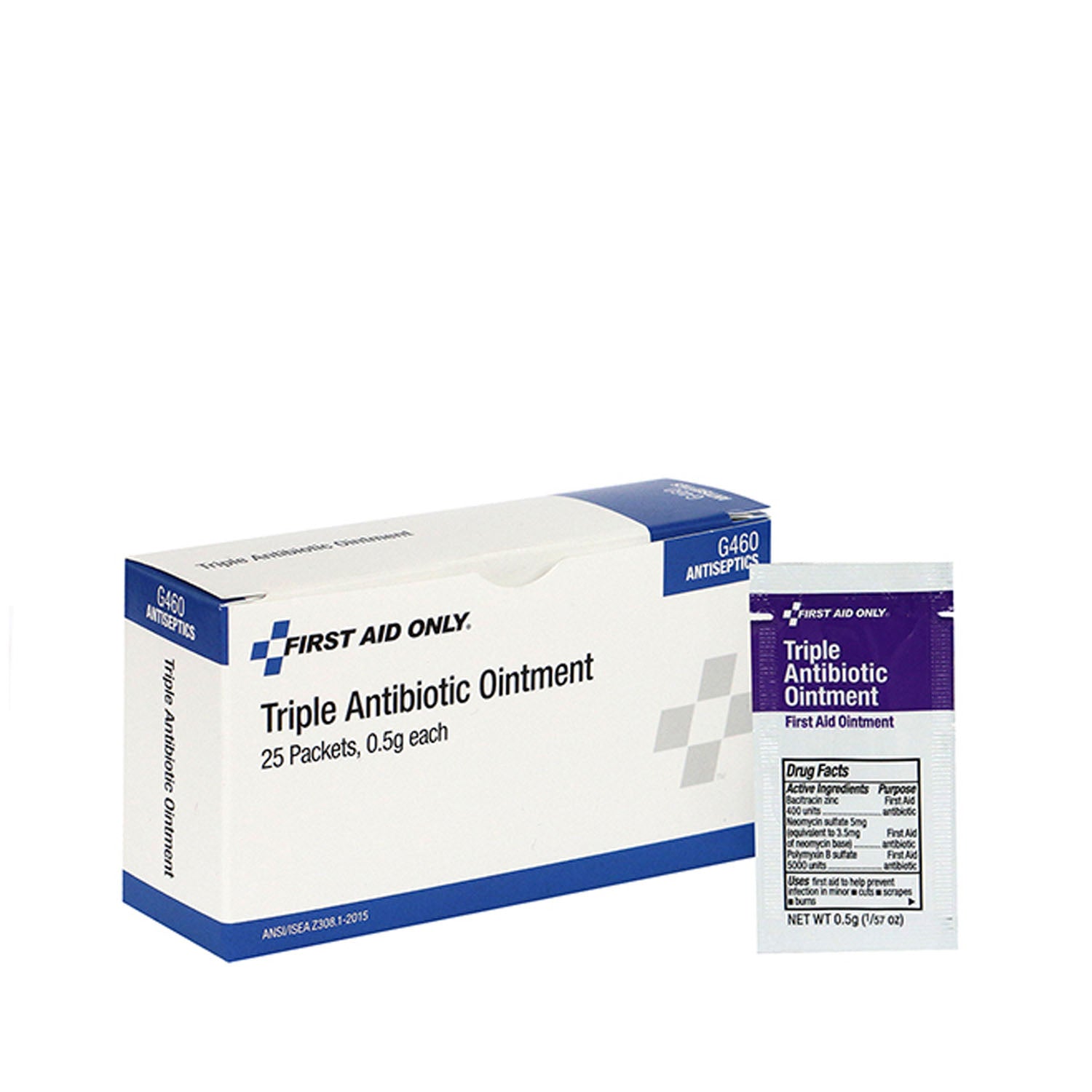 G460 - First Aid Only/Acme United Corporation - 三重抗生素軟膏，25支/盒，30支/箱（僅限代發貨 - 最低訂單金額150美元），箱裝