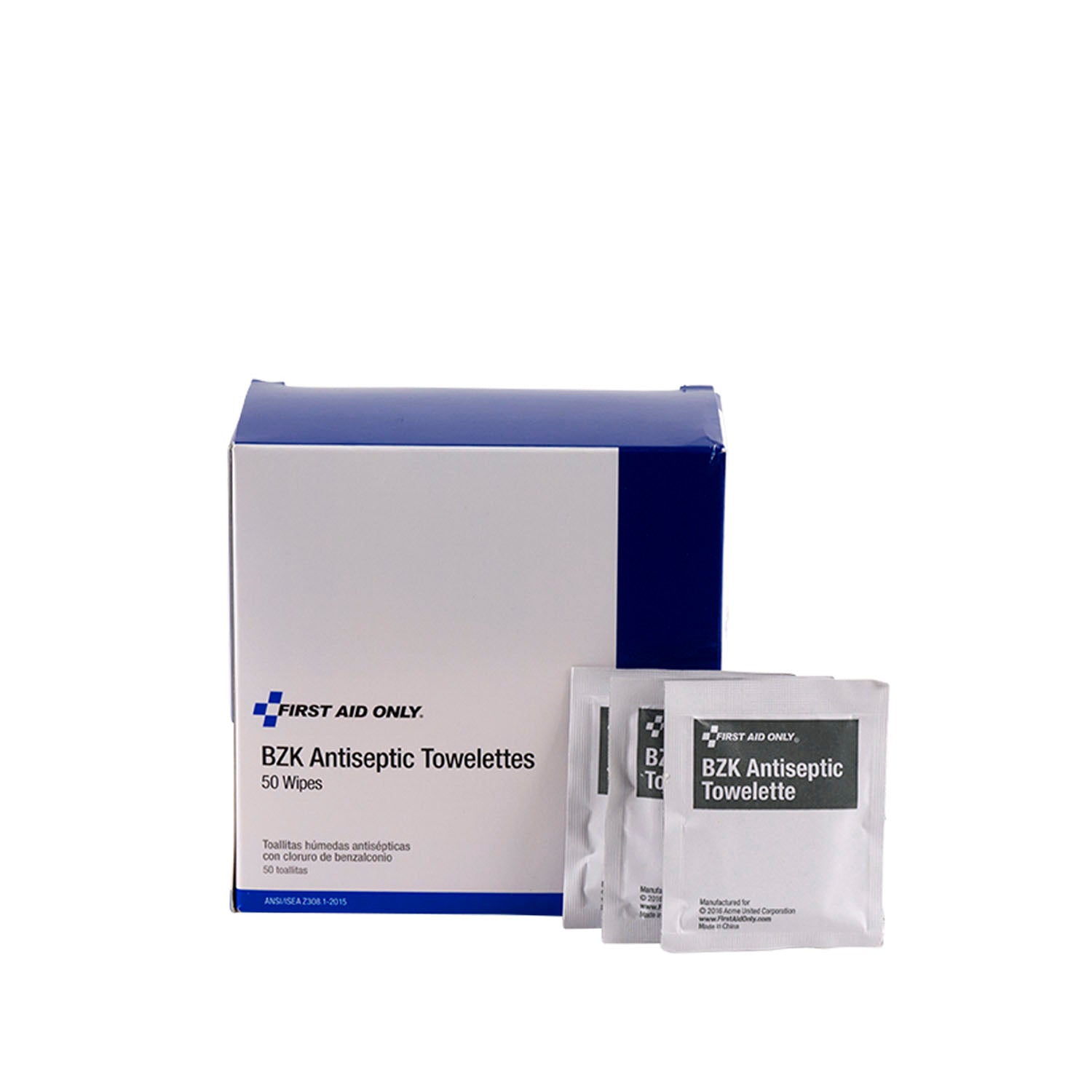 H307 - First Aid Only/Acme United Corporation - BZK Antiseptic Wipes, 50/bx (DROP SHIP ONLY - $150 Minimum Order)    , bx