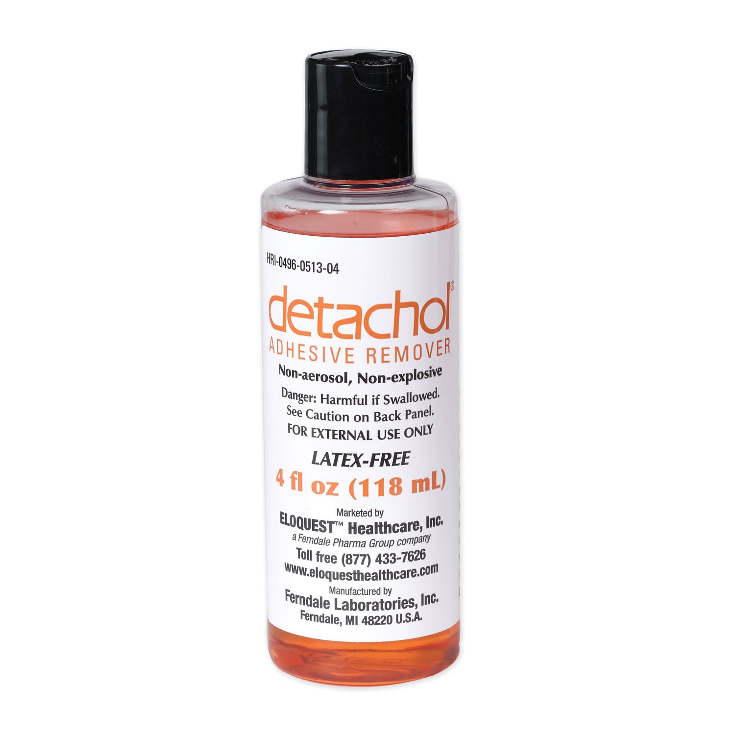 0513-04 - Ferndale Laboratories, Inc. - Adhesive Remover with Dispenser Cap, 4 oz (US Only-No Puerto Rico) (HAZMAT Fees Apply, cannot ship via Air or to AK, GU, HI, MP, PR, VI)    , ea