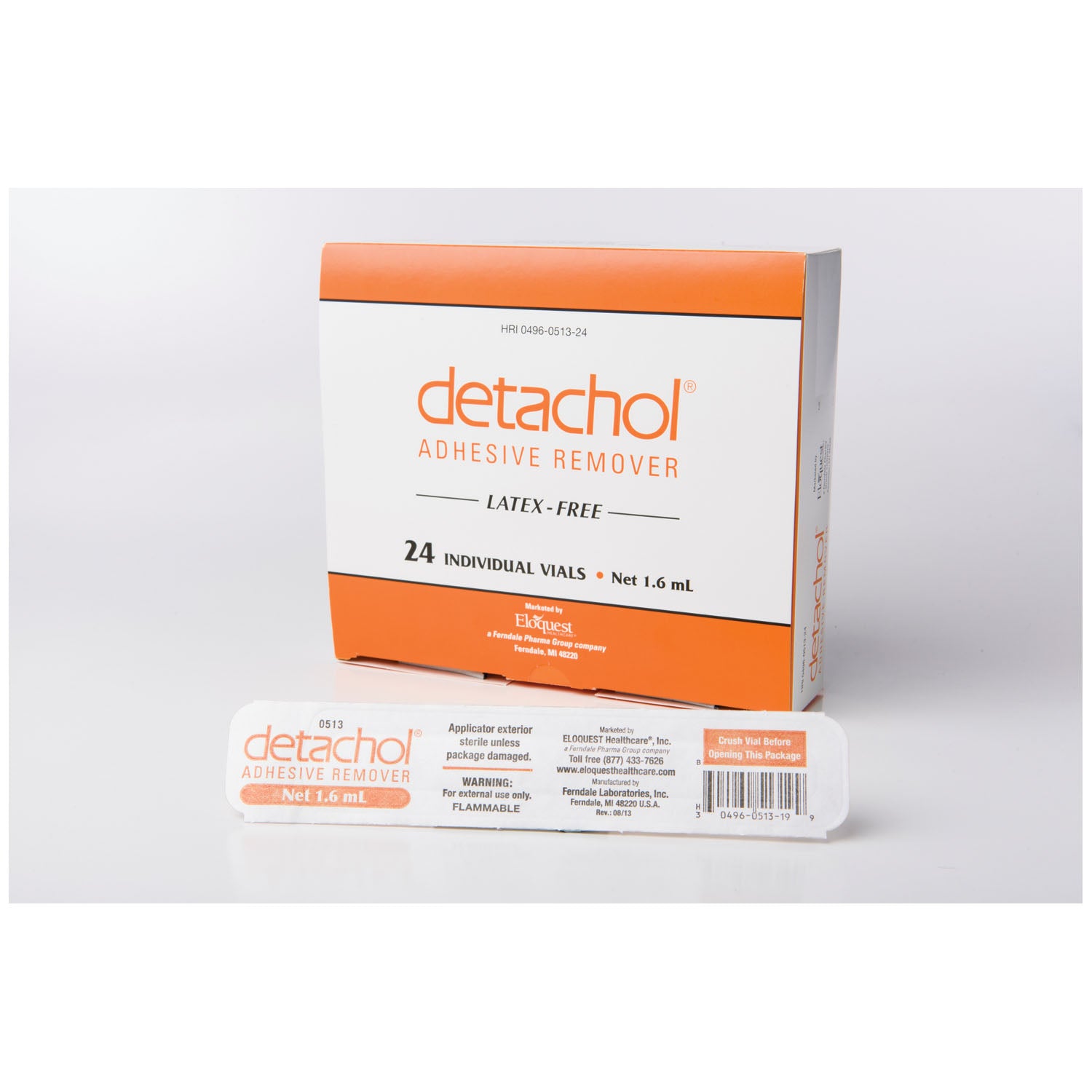 0513-24 - Ferndale Laboratories, Inc. - Adhesive Remover, 1.6mL Vial, 24/bx  (US Only-No Puerto Rico)   (HAZMAT Fees Apply, cannot ship via Air or to AK, GU, HI, MP, PR, VI)    , bx