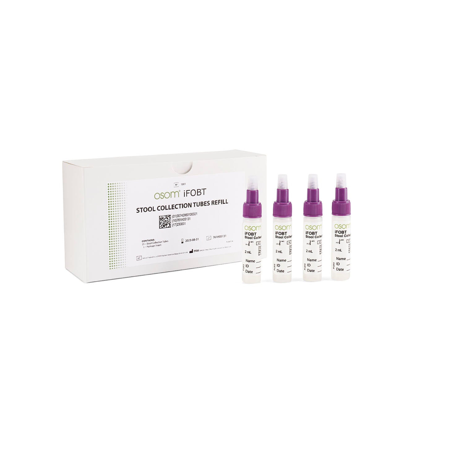1001 - Sekisui Diagnostics, LLC - iFOBT Stool Collection Tubes, Refill, 25/bx (Item is Short-Dated; Non-Returnable & Non-Refundable) (Continental US Only)    , bx